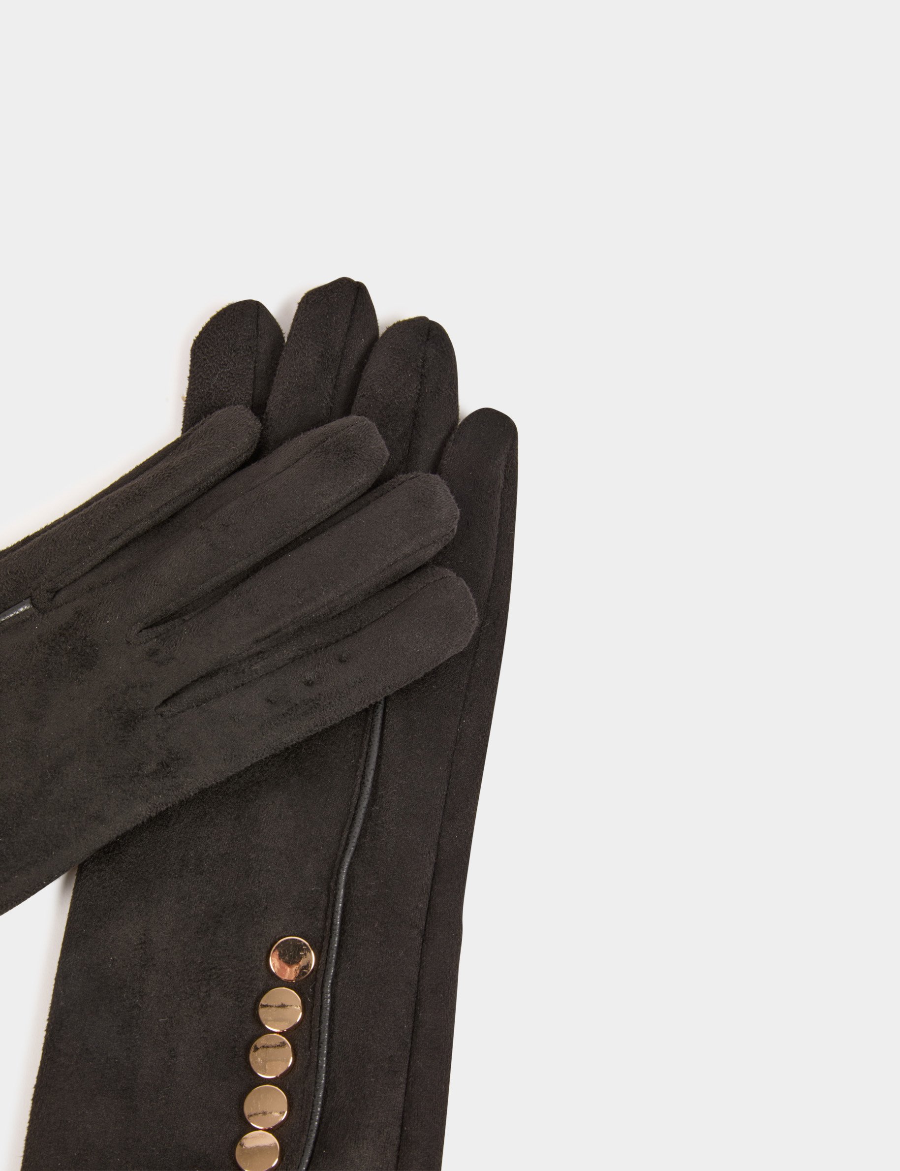 suede gloves with buttons black women Suede gloves with buttons black women
