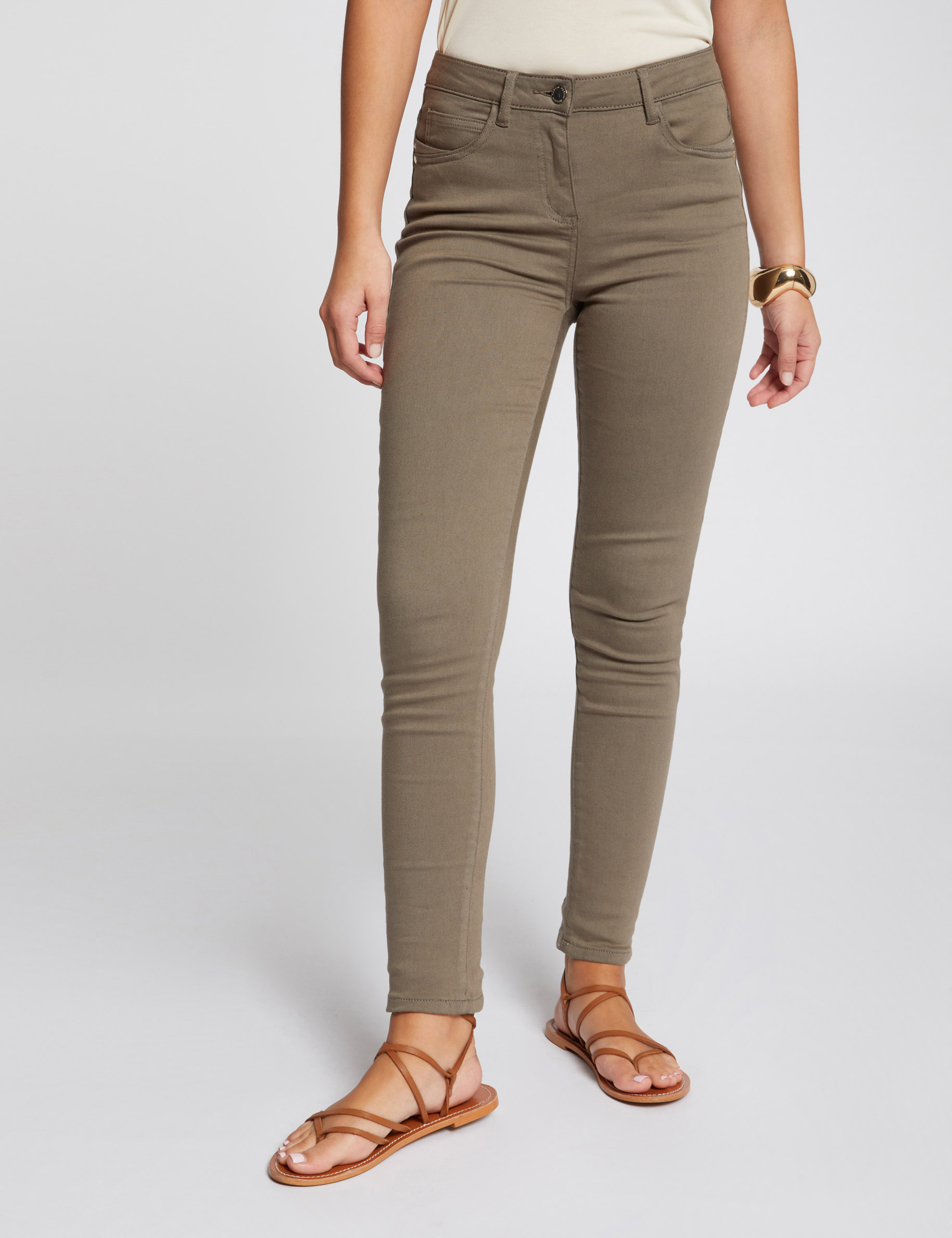 slim standard waisted trousers khaki green women Slim standard-waisted trousers khaki green women