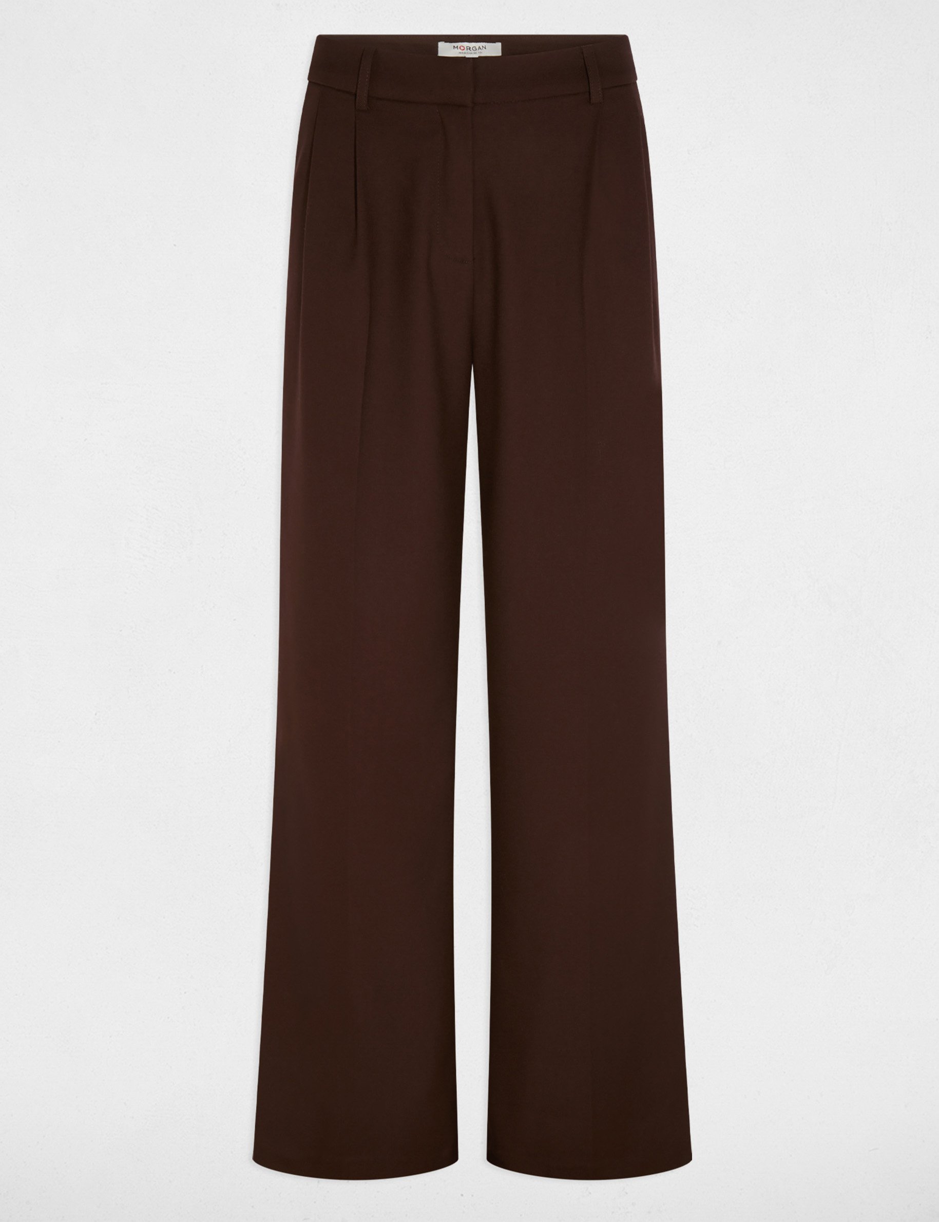 High-waisted wide-leg trousers dark brown women