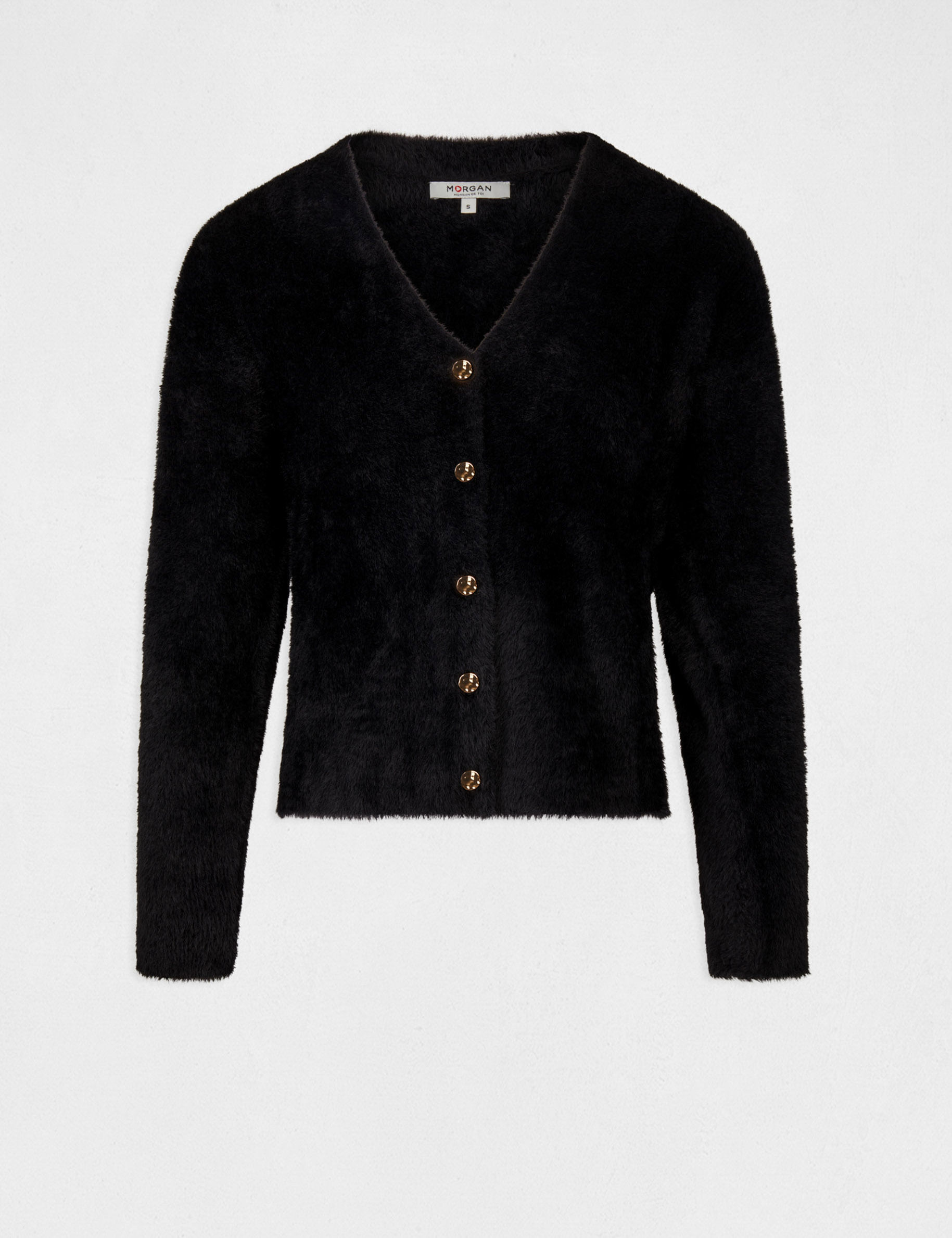 Long-sleeved cardigan with V-neck black ladies'