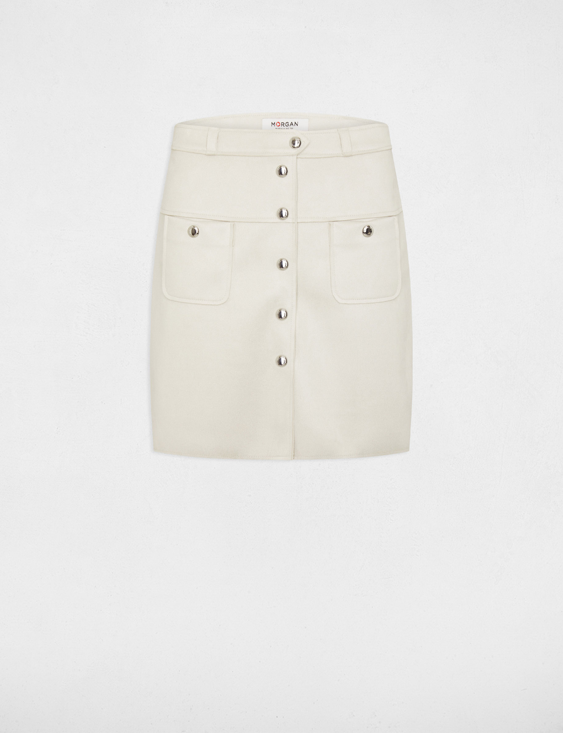 Straight short suede skirt medium ecru ladies'