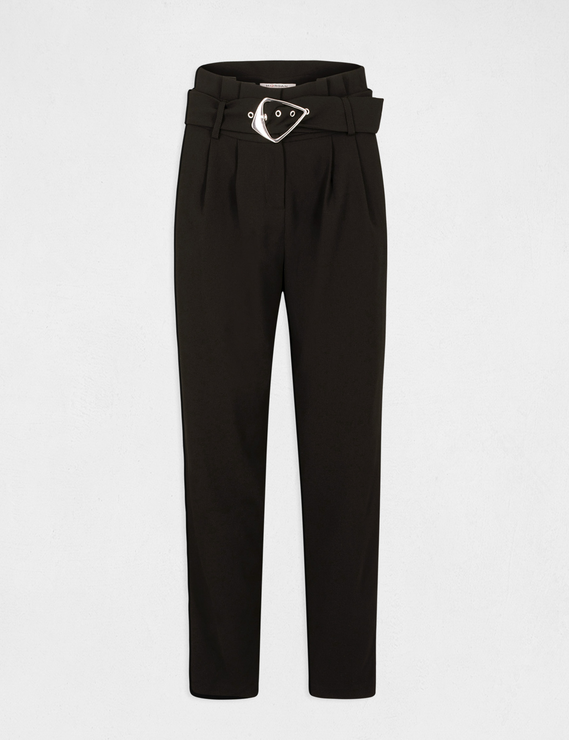 Cropped paperbag trousers black ladies' Cropped paperbag trousers black ladies'