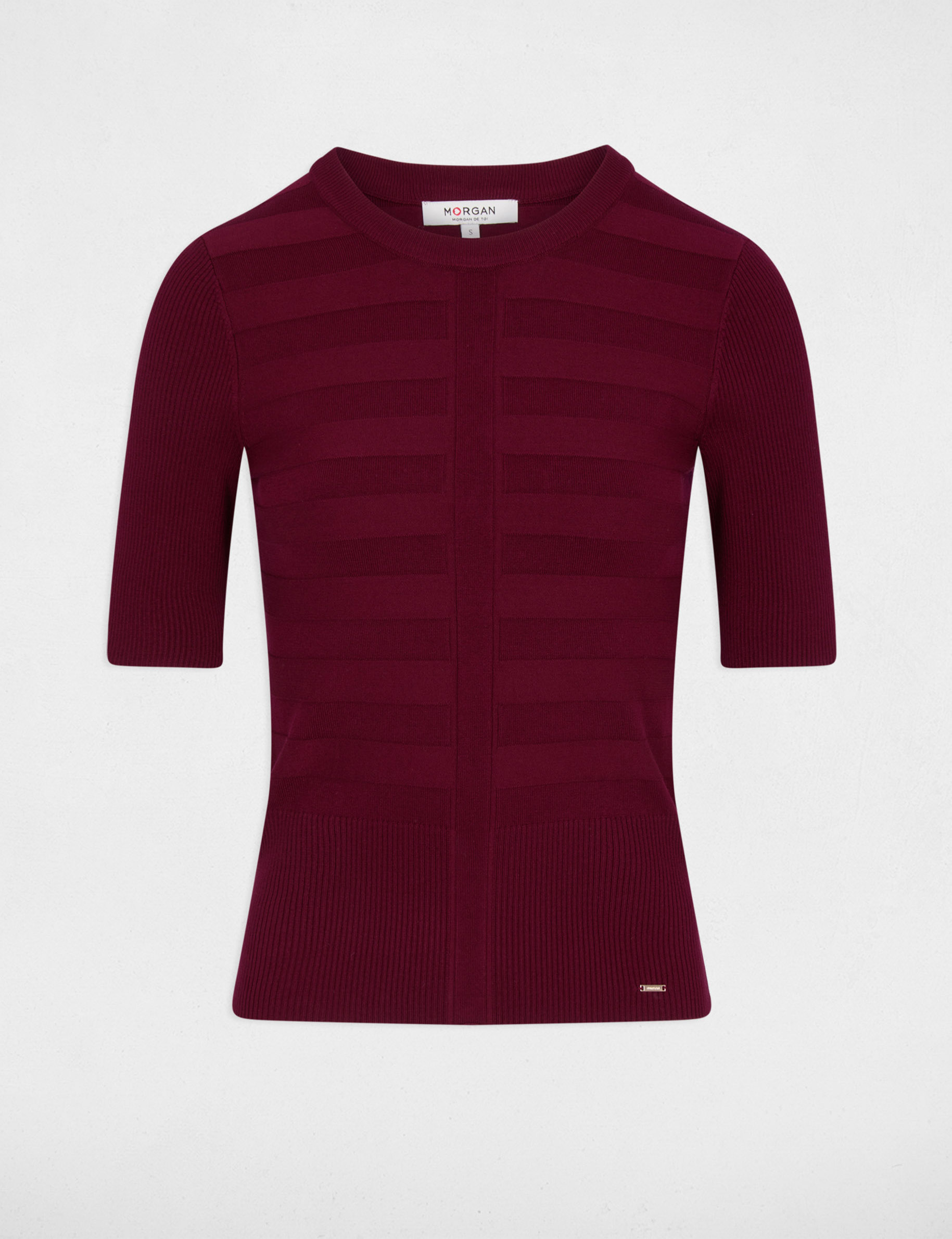 Jumper with short sleeves bordeaux women