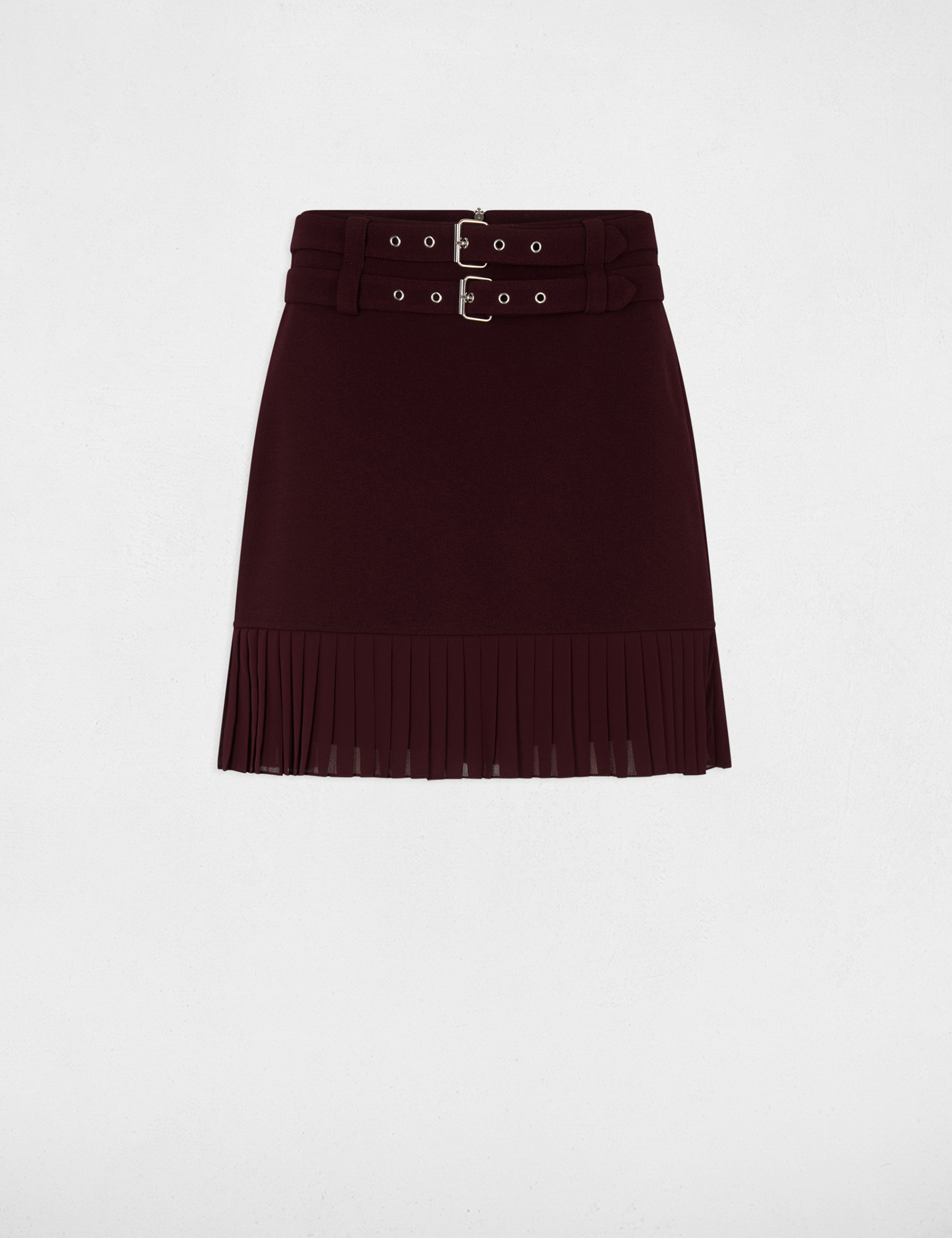 Mini pleated skirt plum women