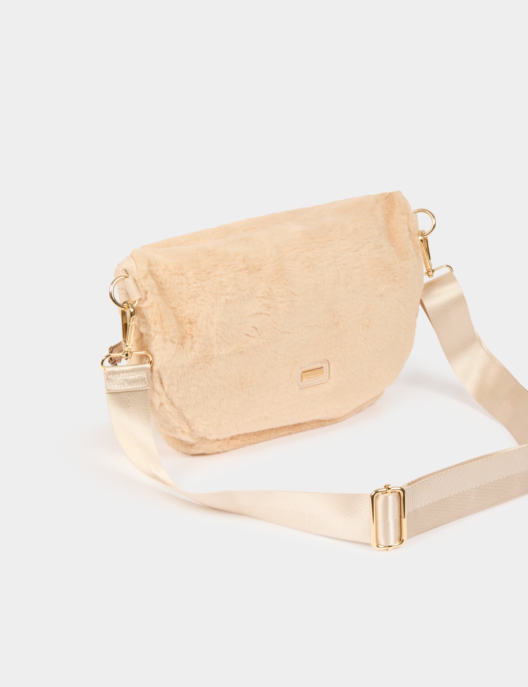 Sac banane fausse fourrure ivoire femme