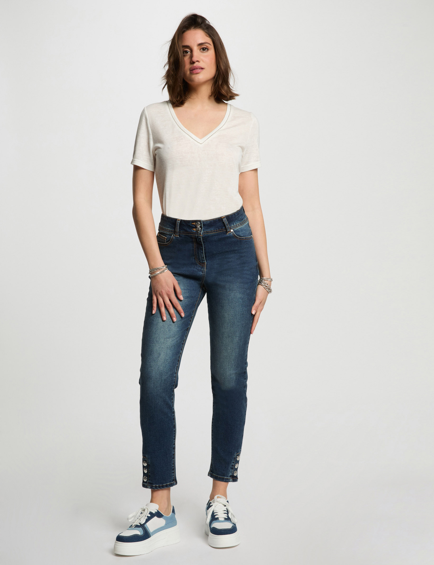 slim cropped jeans stone wash denim women Slim cropped jeans stone wash denim women