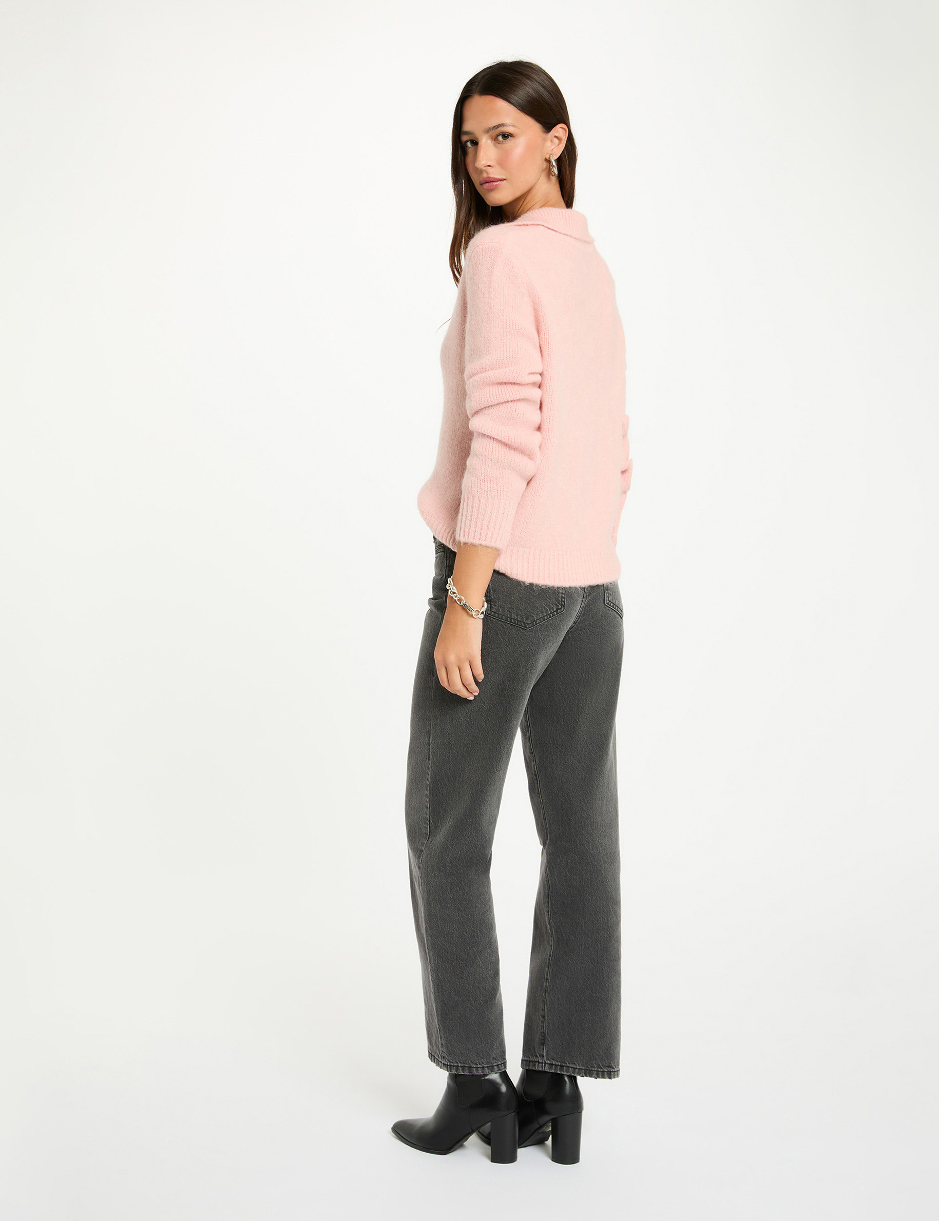 polo neck sweater powdered pink women Polo neck sweater powdered pink women