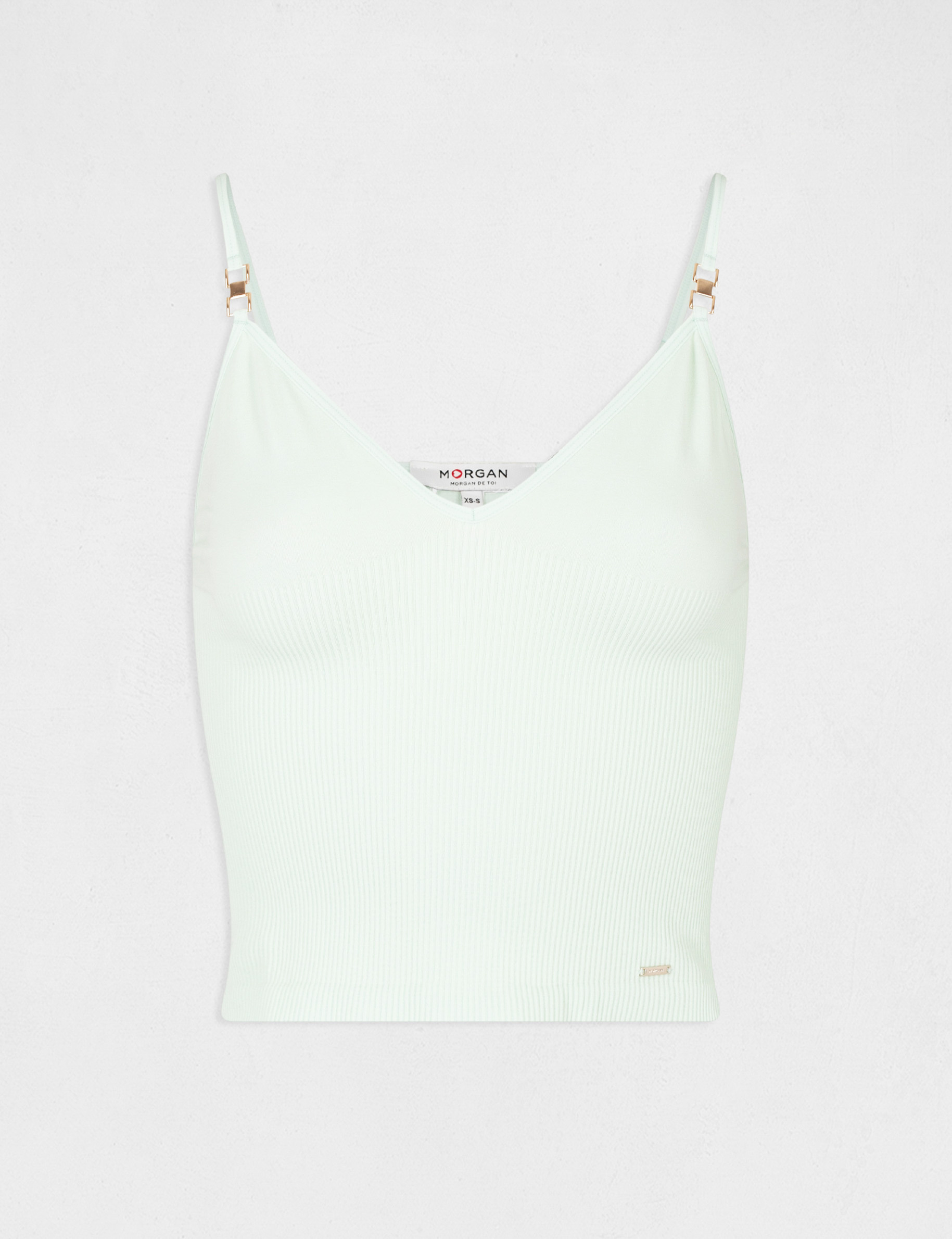 Vest top with thin straps and V-neck light green ladies'
