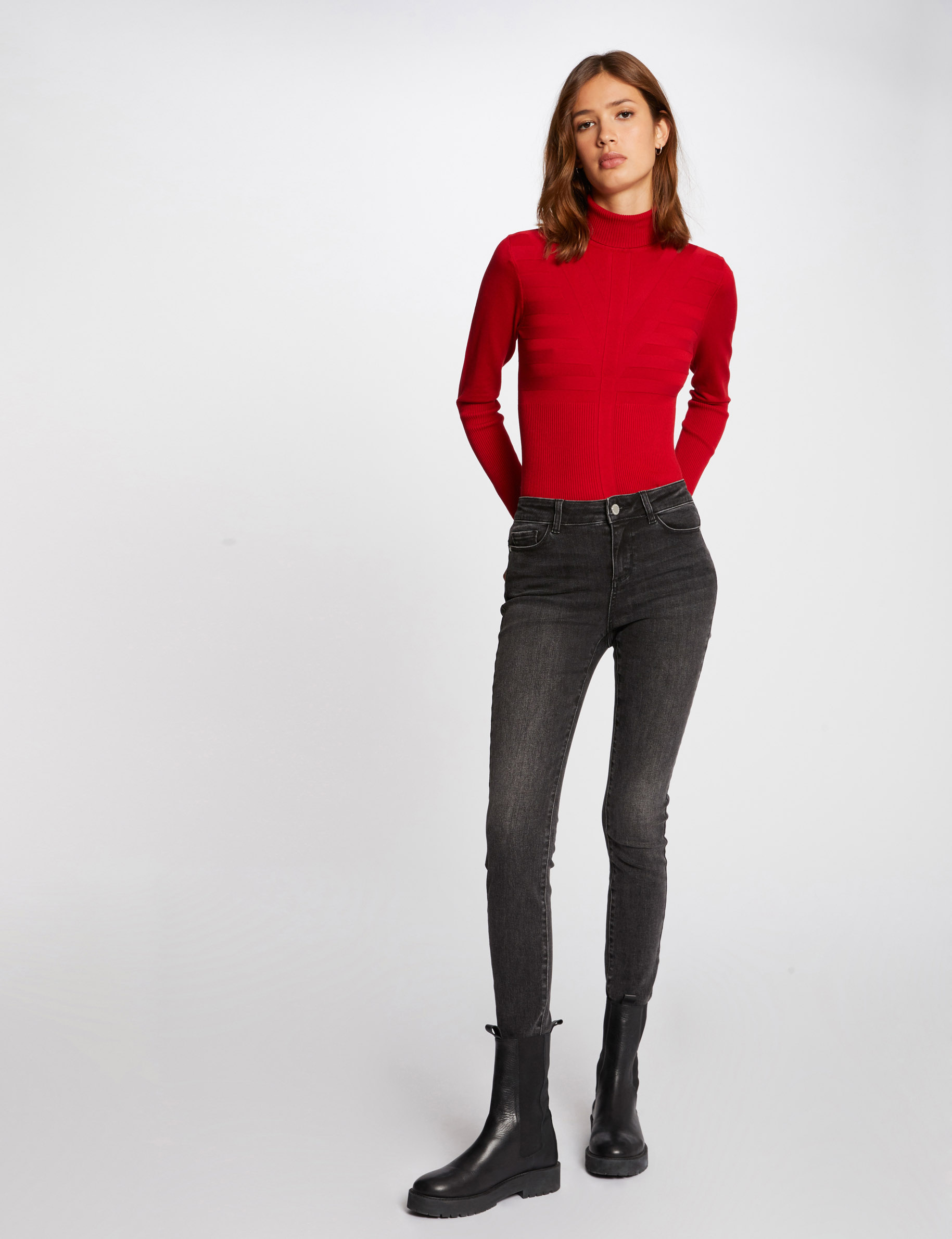 Long sleeved jumper with turtleneck red ladies Morgan