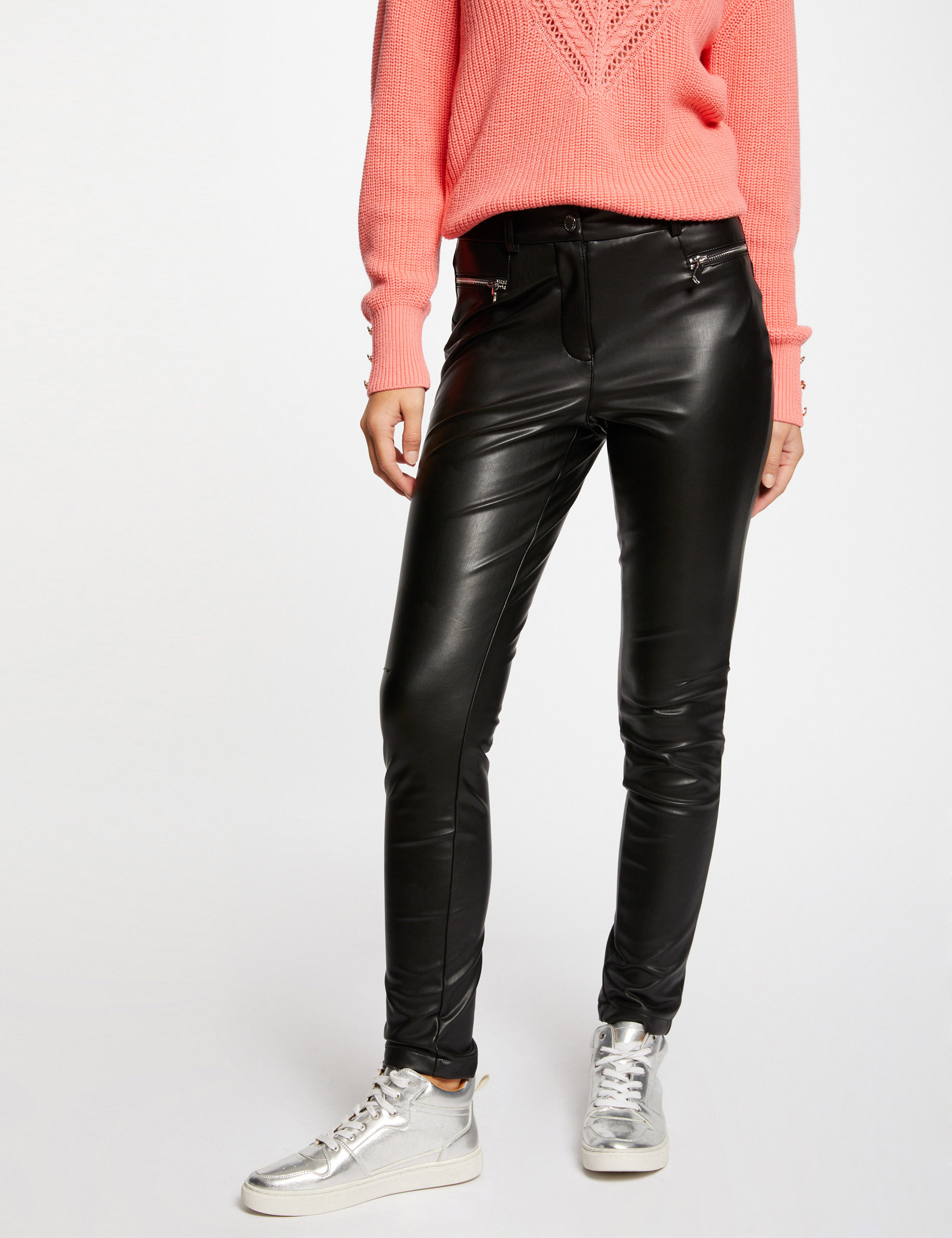 Skinny faux leather trousers black ladies'