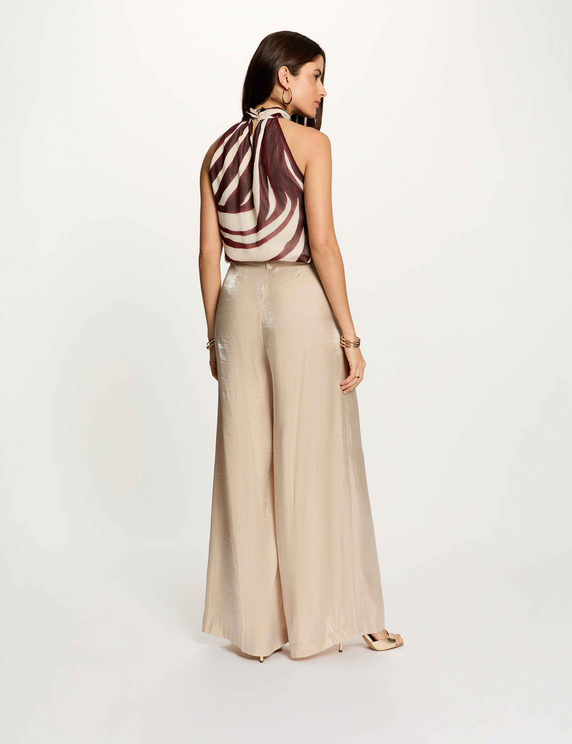 Pleated top with lavalli&egrave;re neck multicolor women