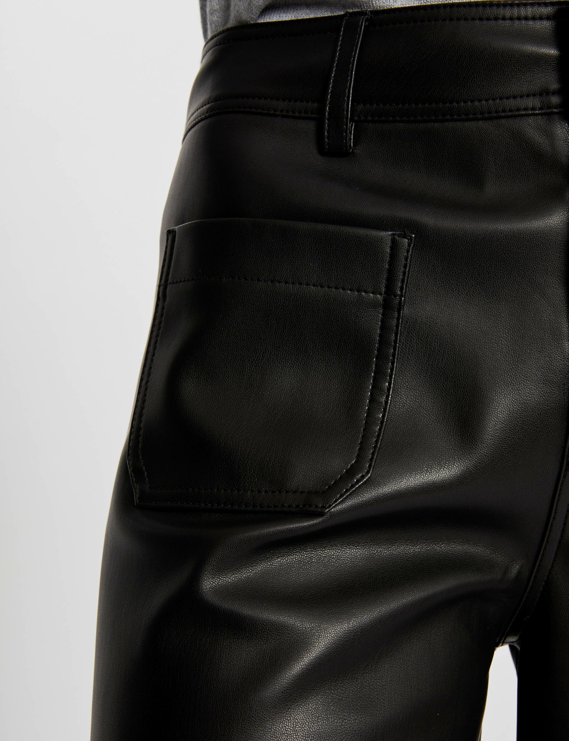 Wide leg faux leather trousers black women Morgan