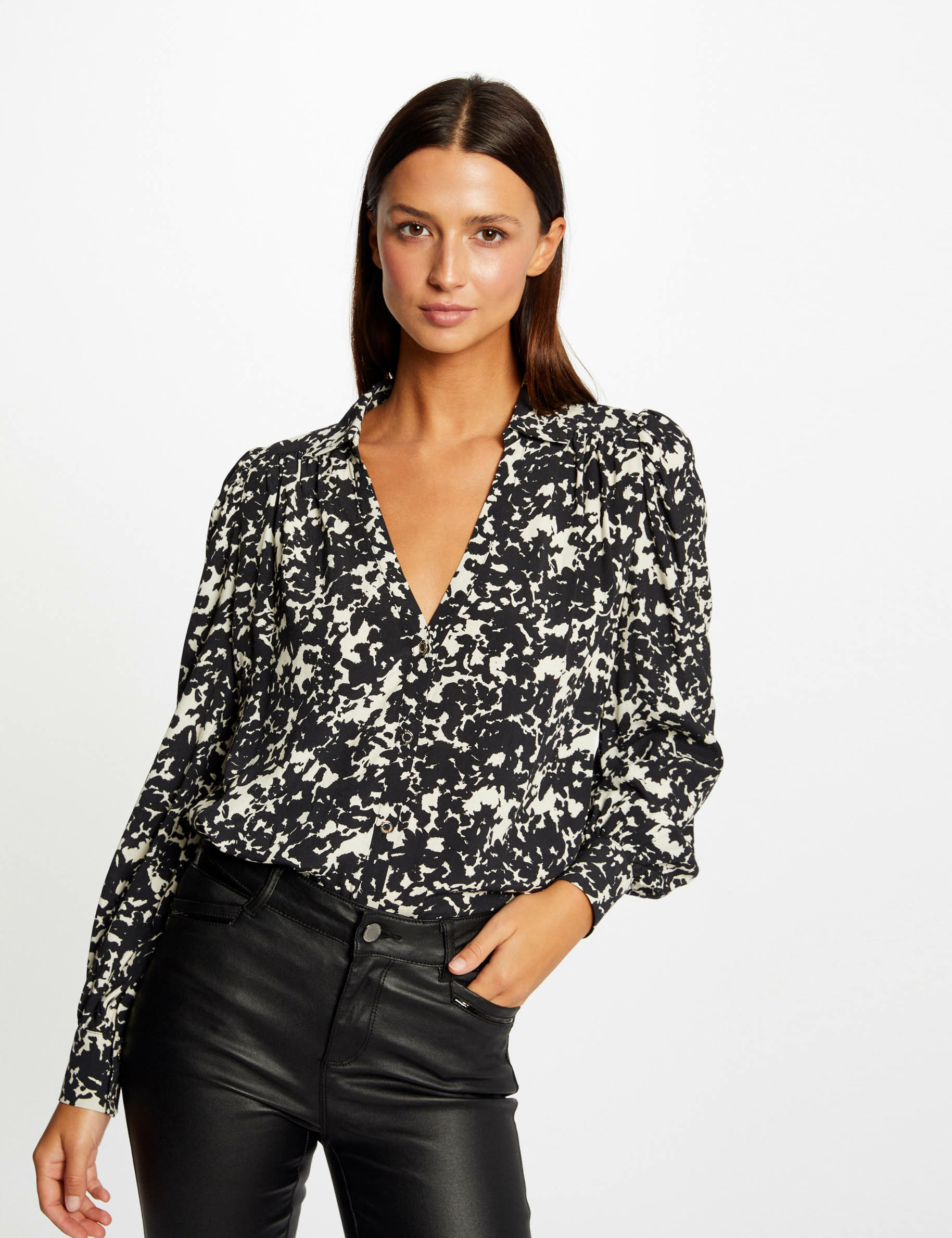 Long-sleeved shirt abstract print multico ladies'