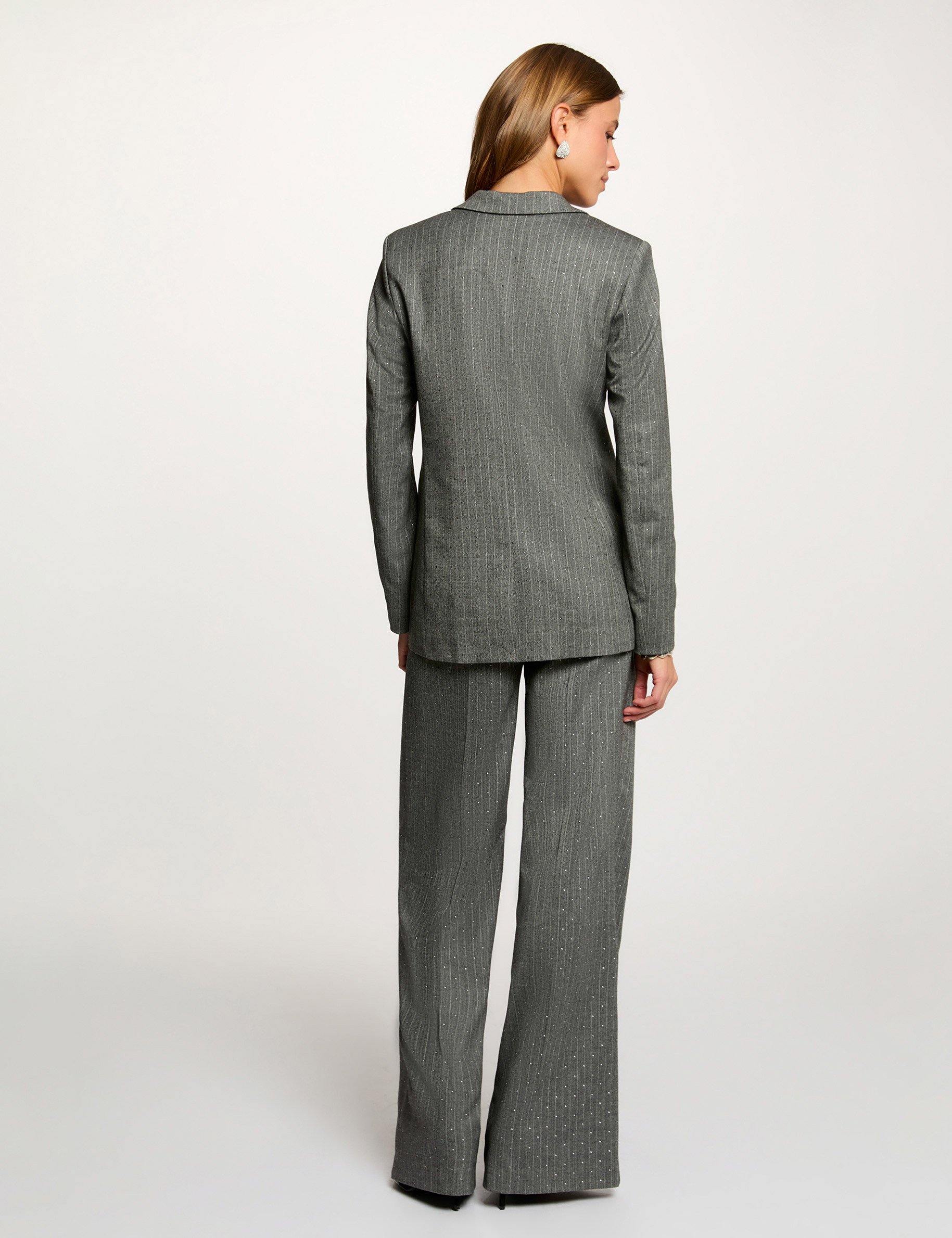Striped fitted jacket mid-grey women