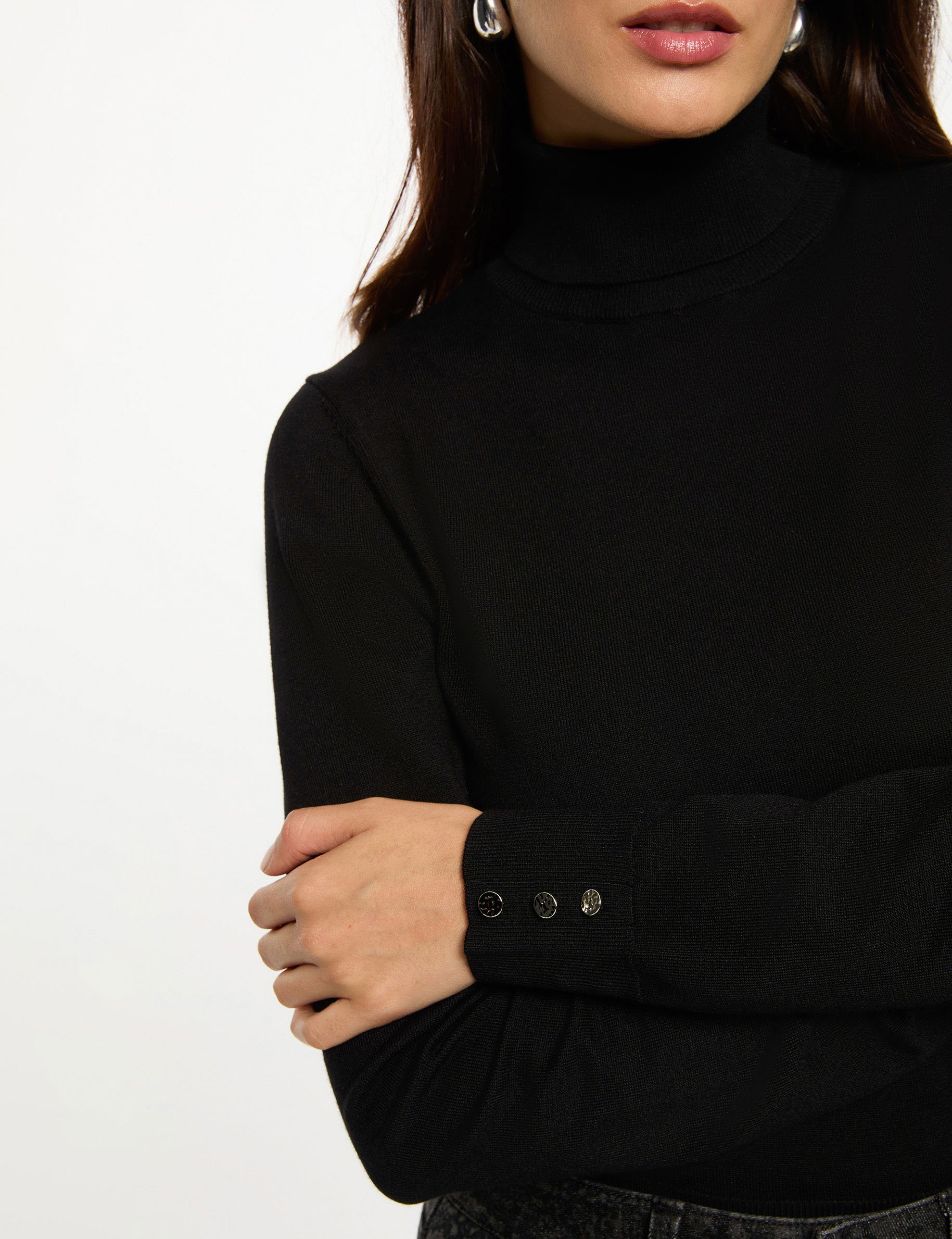 High neck sweater black women
