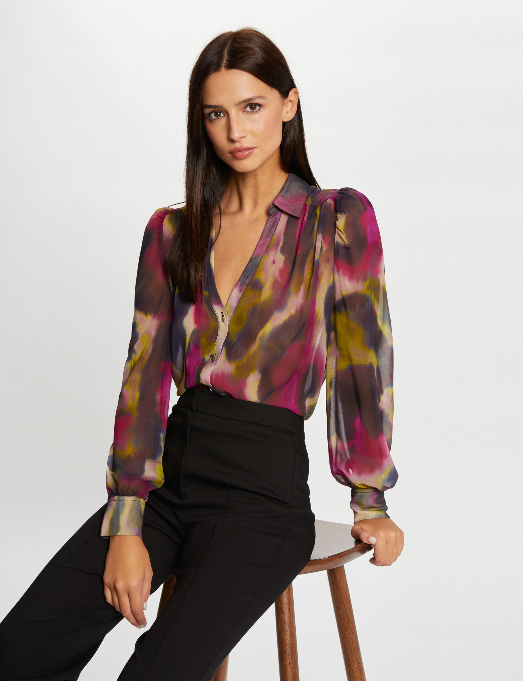 Long-sleeved shirt abstract print multico ladies'