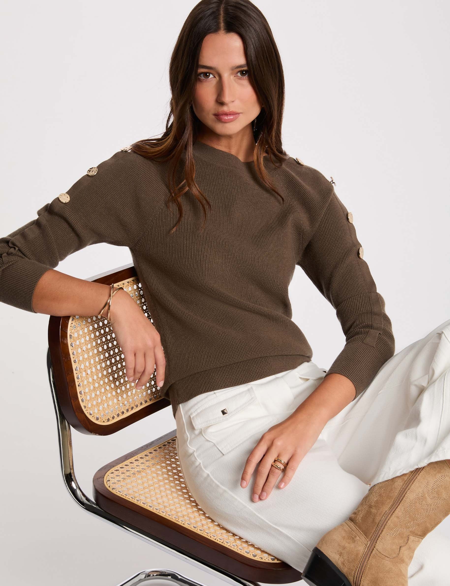 pull col bateau vert kaki femme Pull col bateau vert kaki femme
