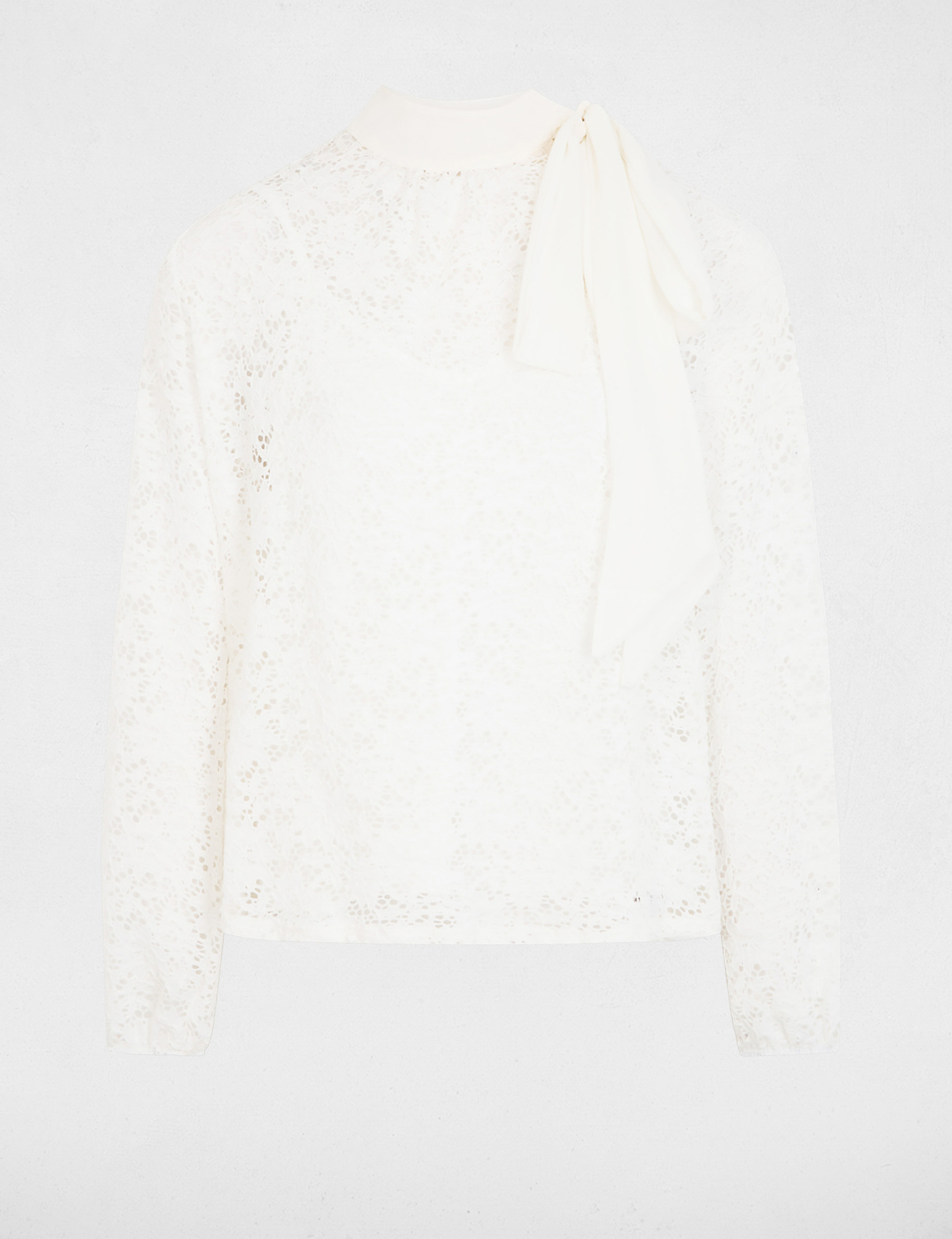 Lace t-shirt with lavallière white women