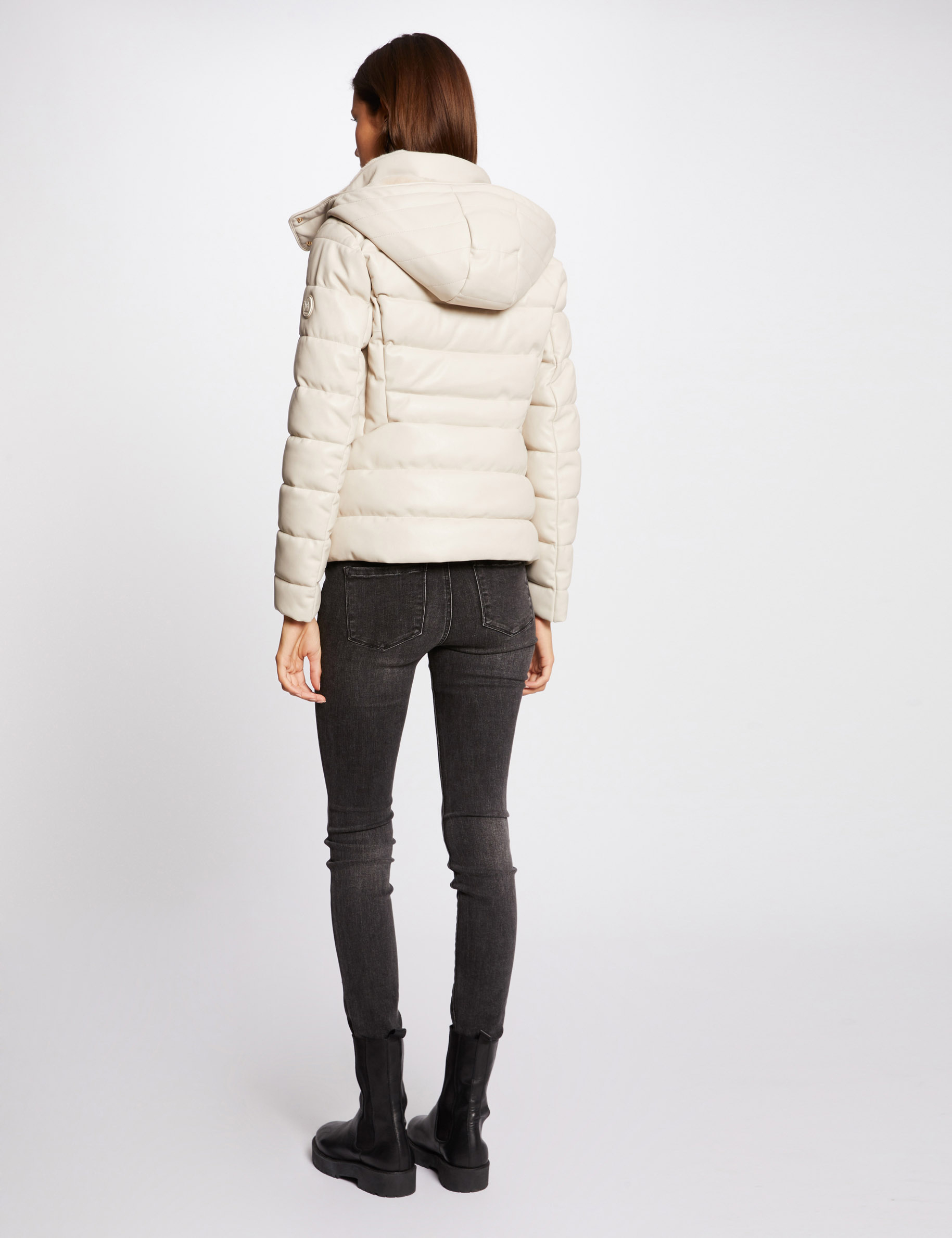 Straight padded jacket with hood ivory ladies' Straight padded jacket with hood ivory ladies'
