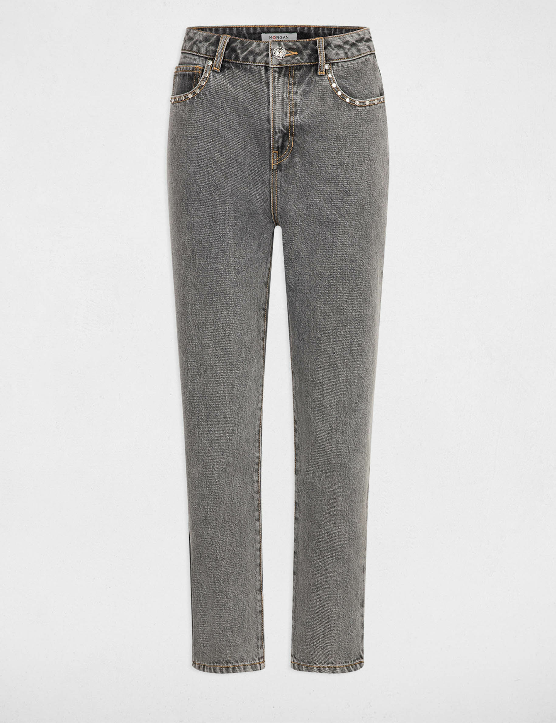 Cropped straight jeans anthracite grey women Morgan
