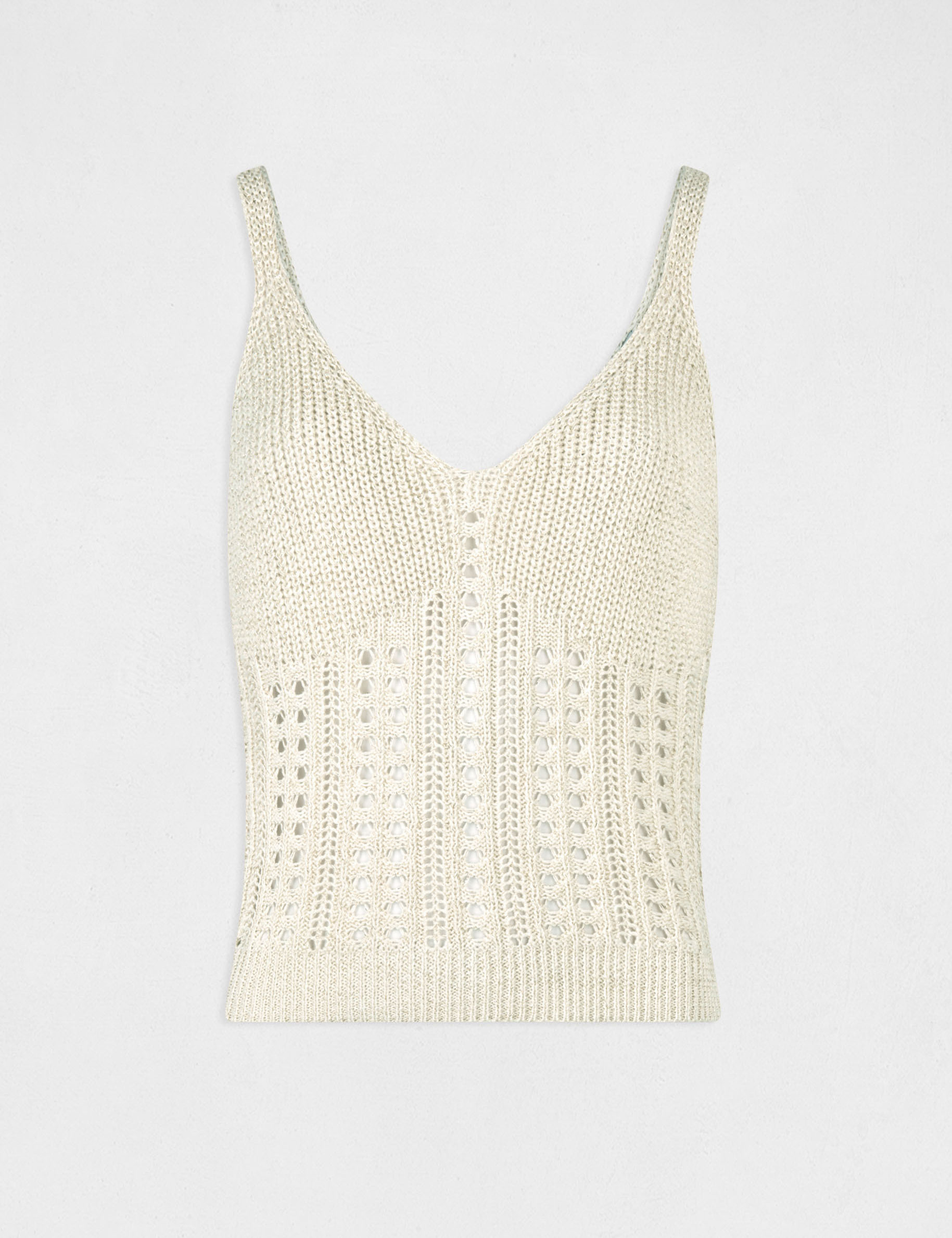 Jumper vest top with openwork details beige ladies' Jumper vest top with openwork details beige ladies'