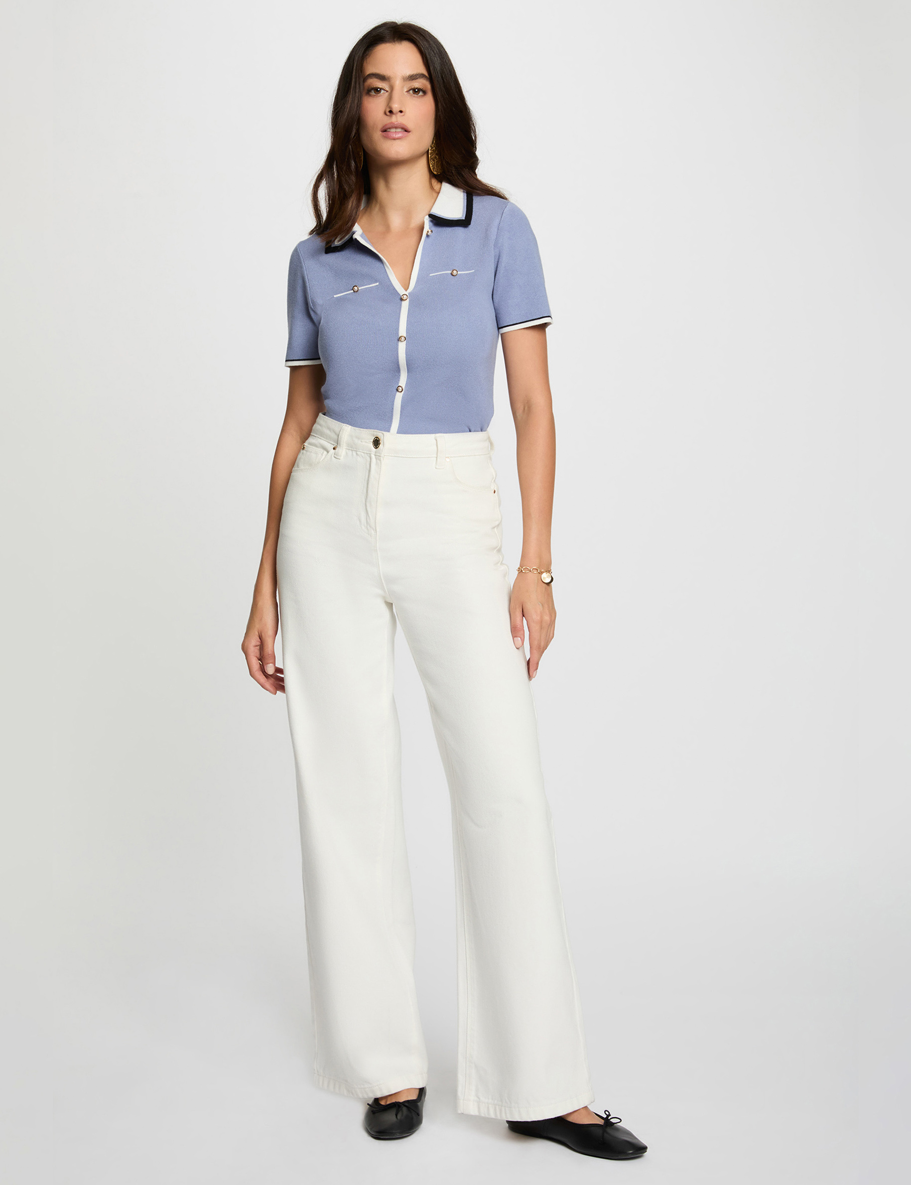 jumper polo collar and short sleeves blue women Jumper polo collar and short sleeves blue women