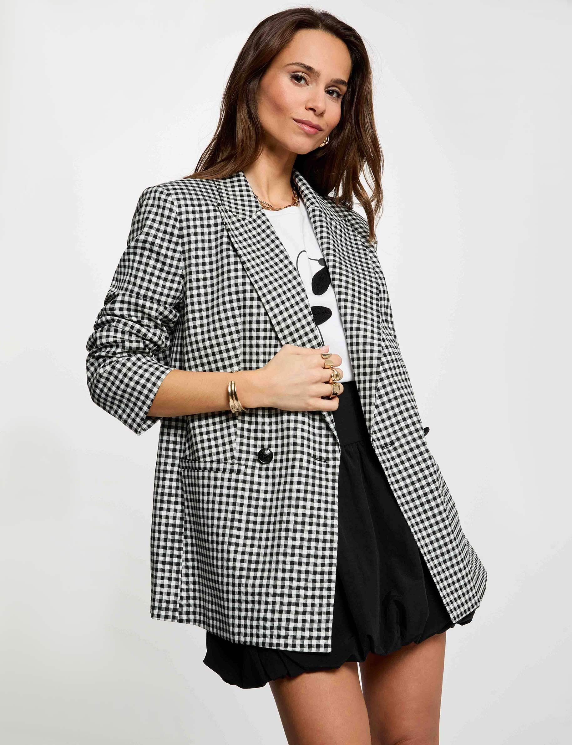 Oversized blazer with lapel collar black women
