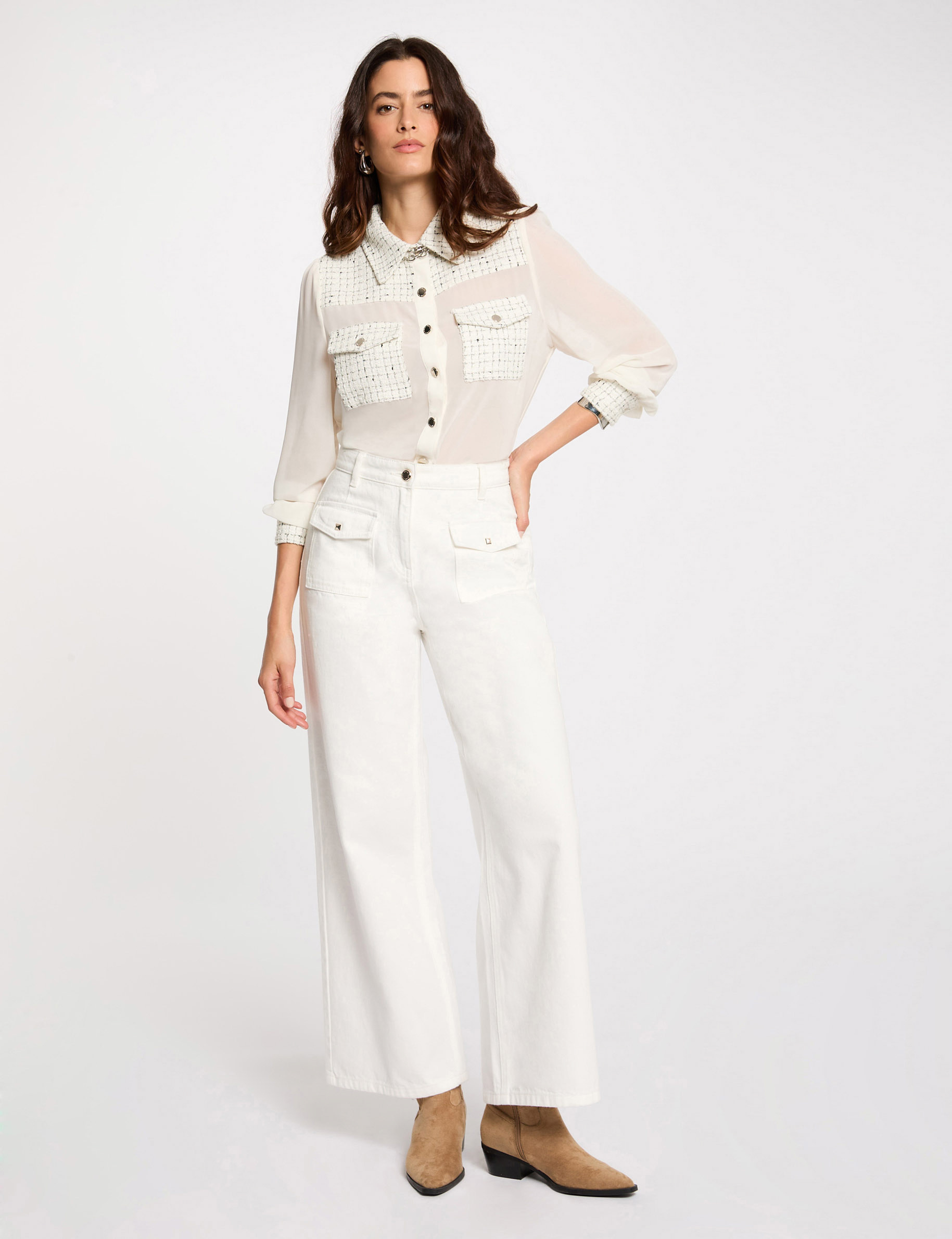 Long-sleeved shirt ivory women