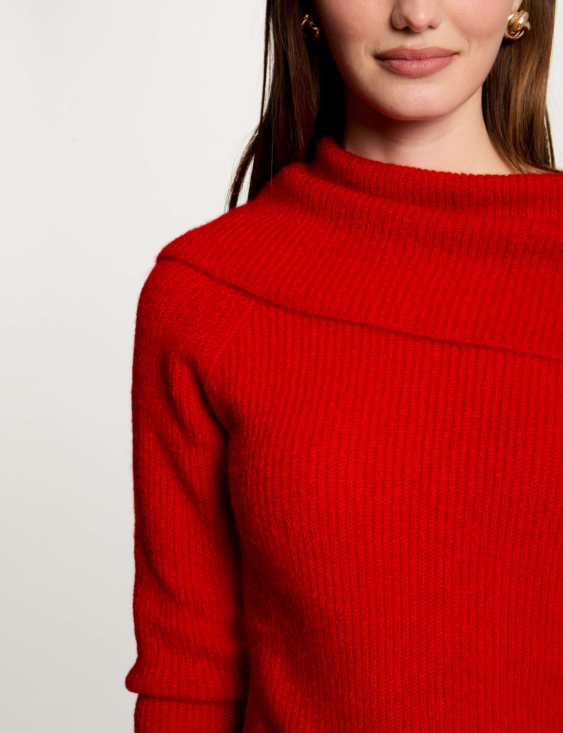 Womens red cowl neck sweater cheap