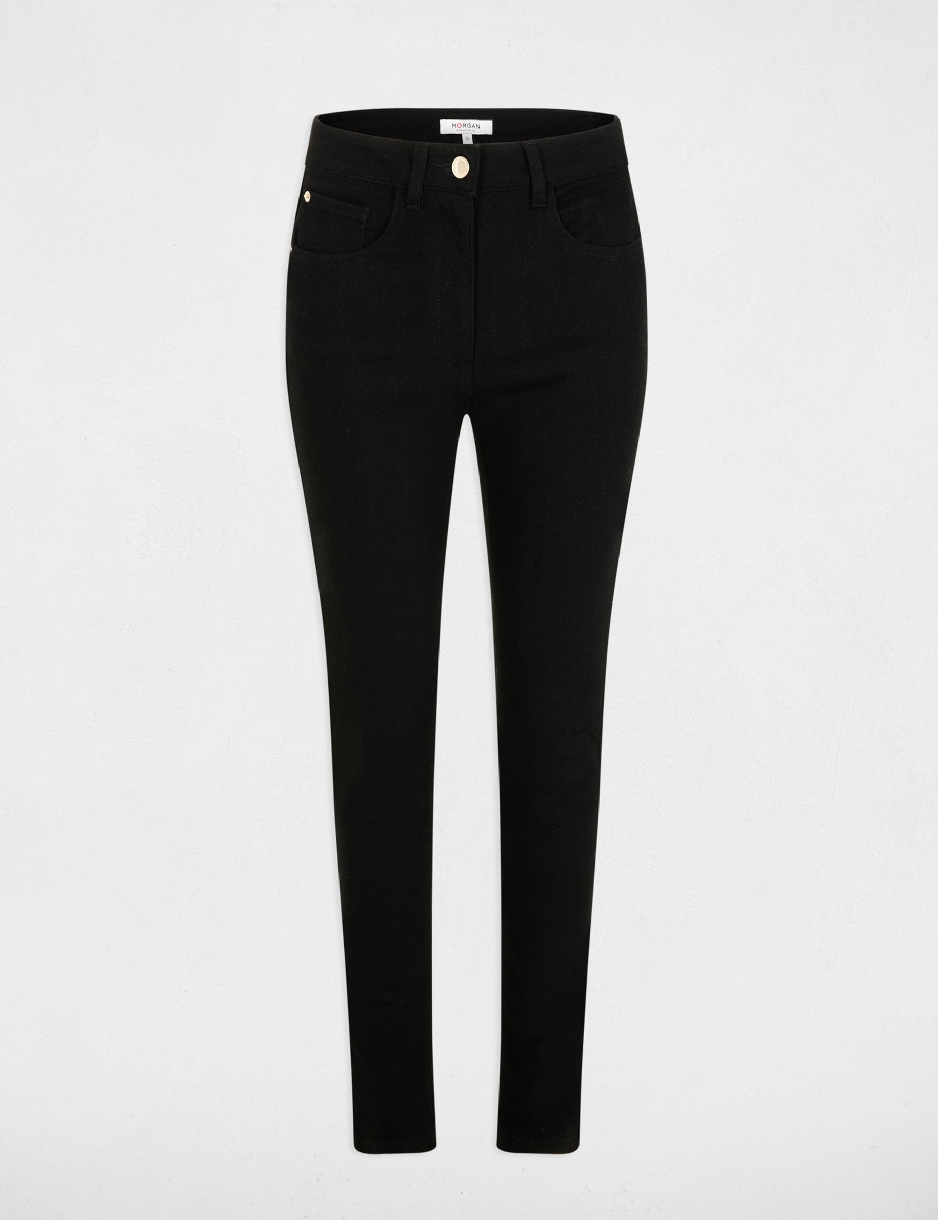 High-waisted skinny jeans black denim women