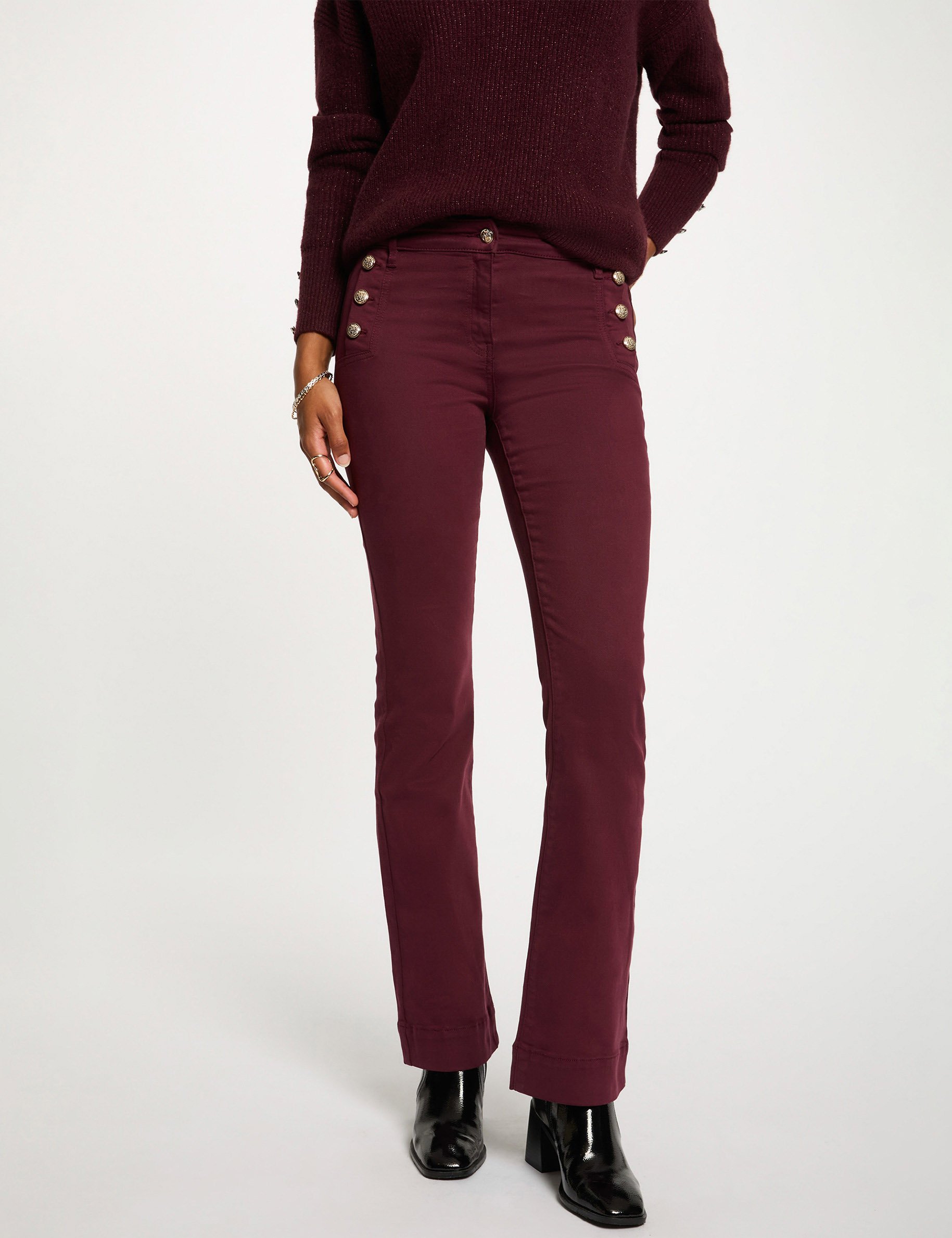 Pantalon bootcut prune femme
