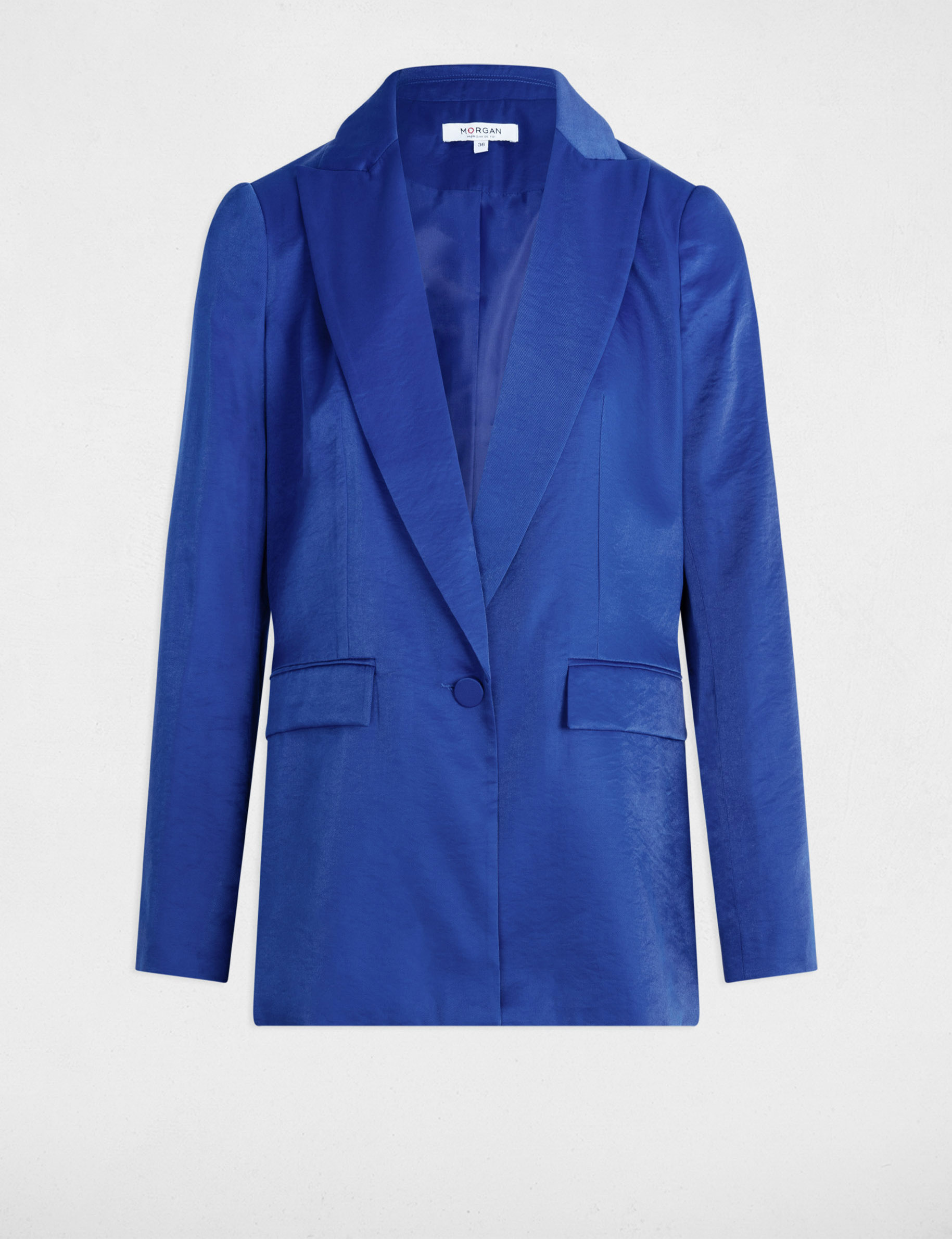 Suede blazer electric blue women
