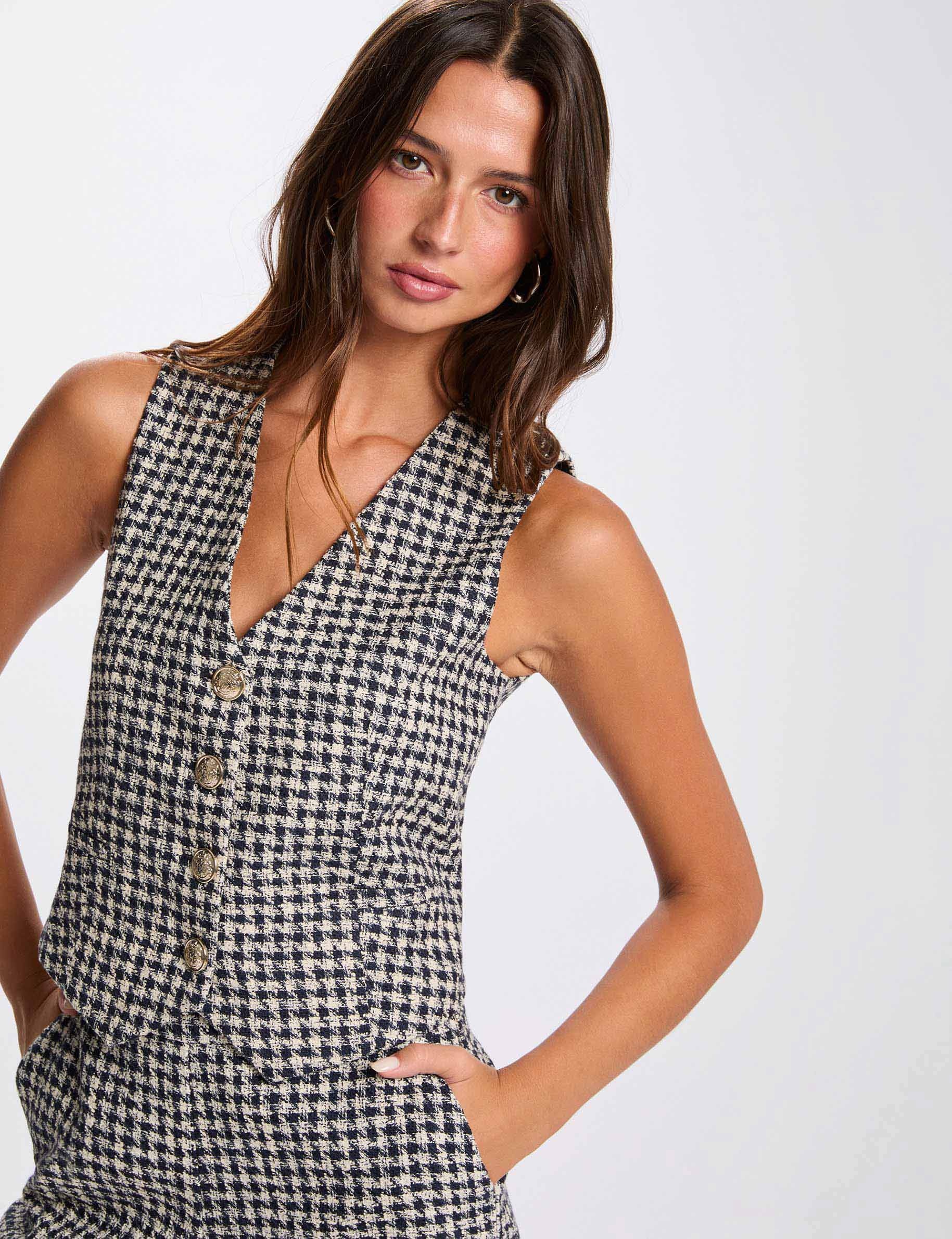 Fitted sleeveless gilet multicolor women