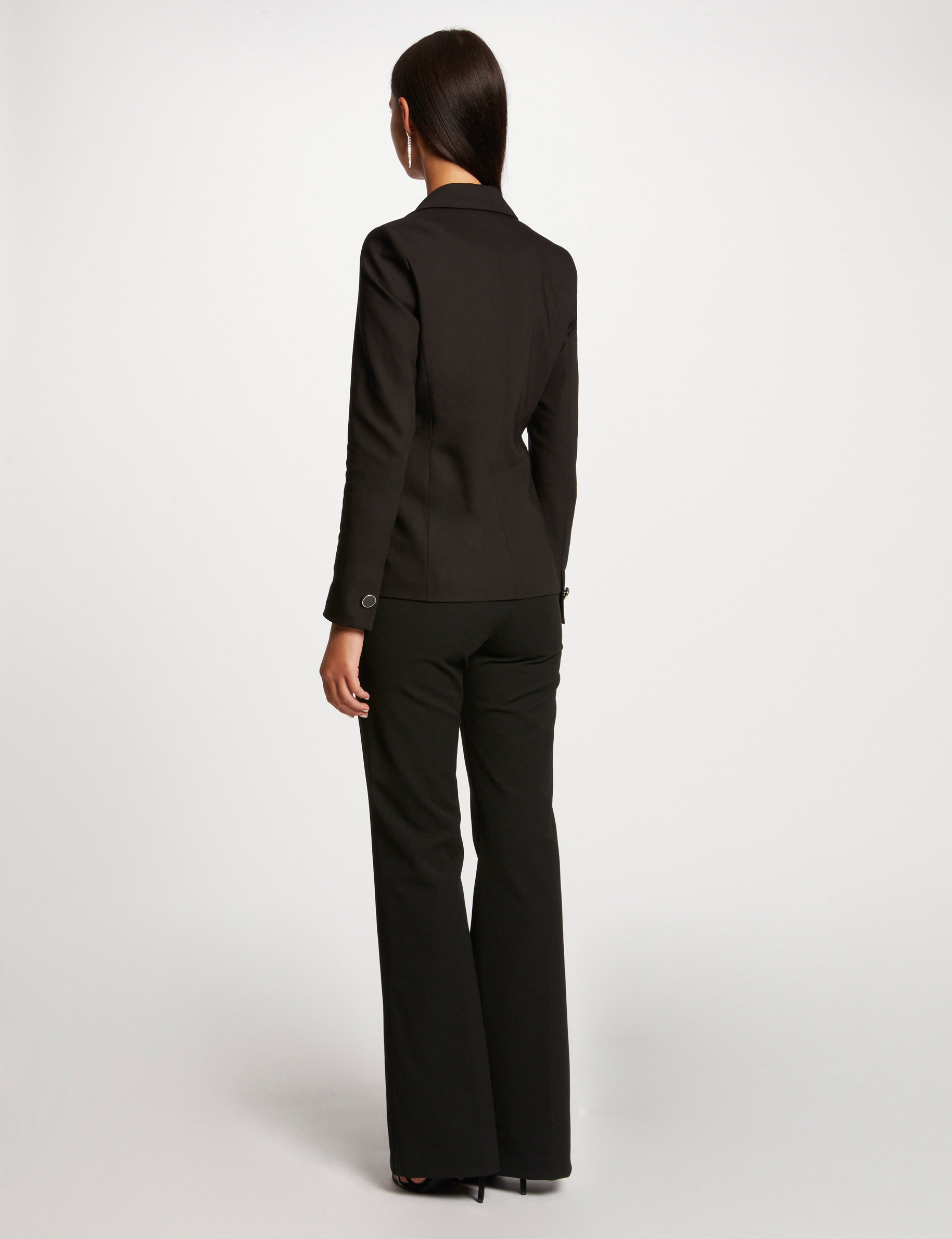 Waisted city jacket zipped details black ladies'