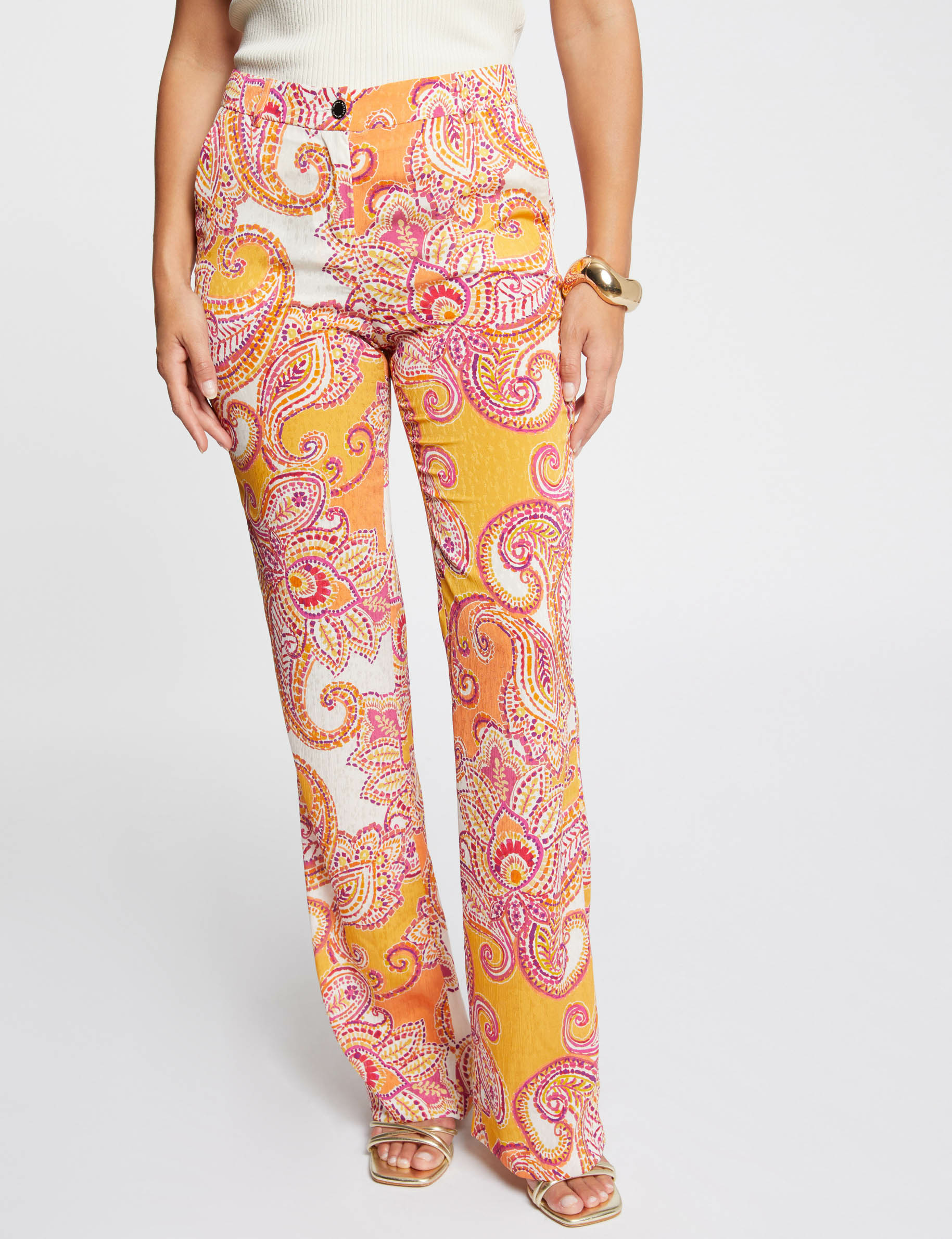 printed bootcut trousers multicolored women Printed bootcut trousers multicolored women