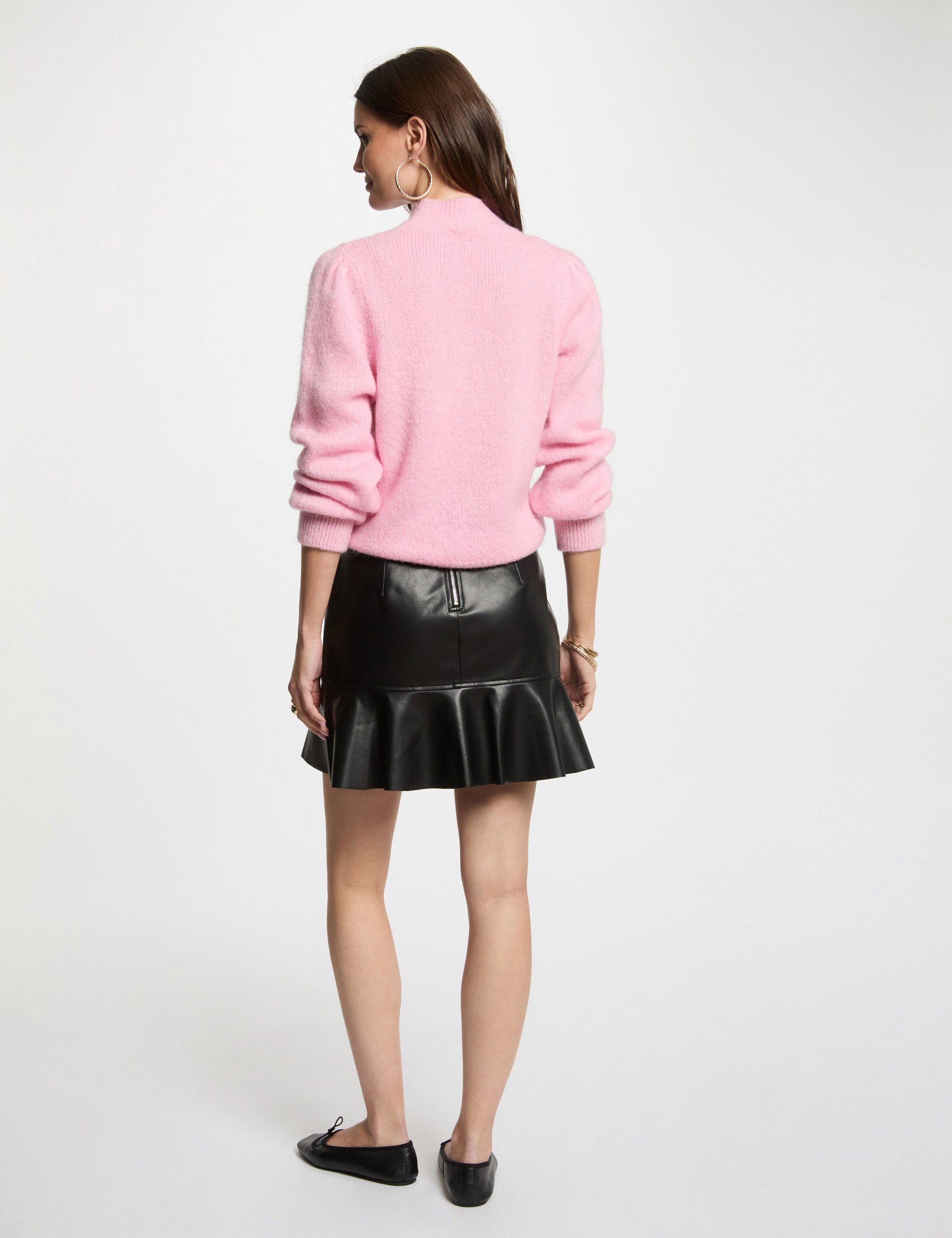 Faux leather mini skirt black women