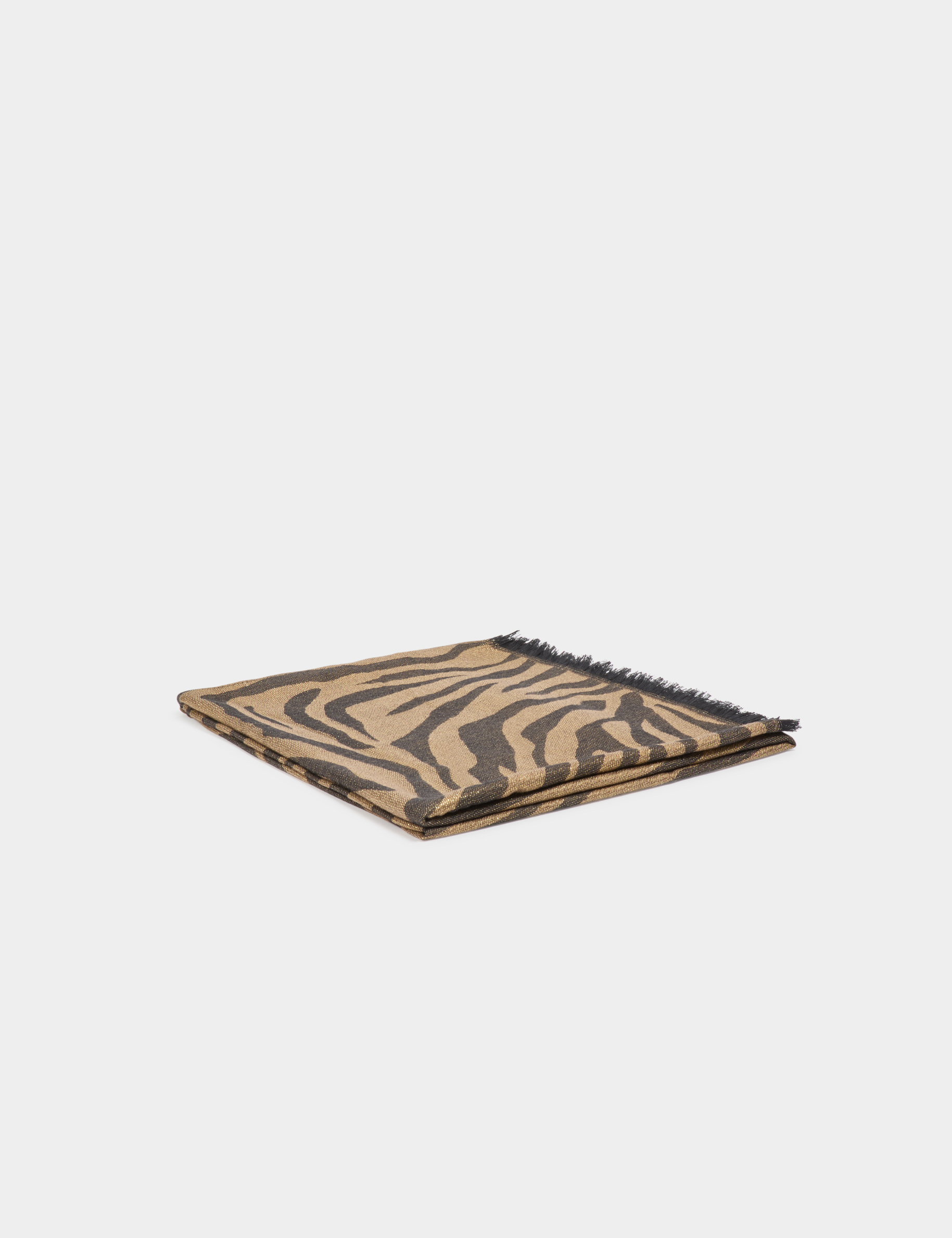 Metallic zebra scarf gold yellow women