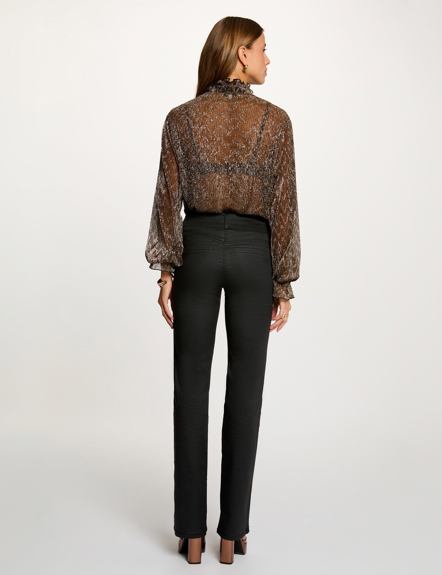 Coated bootcut trousers black women