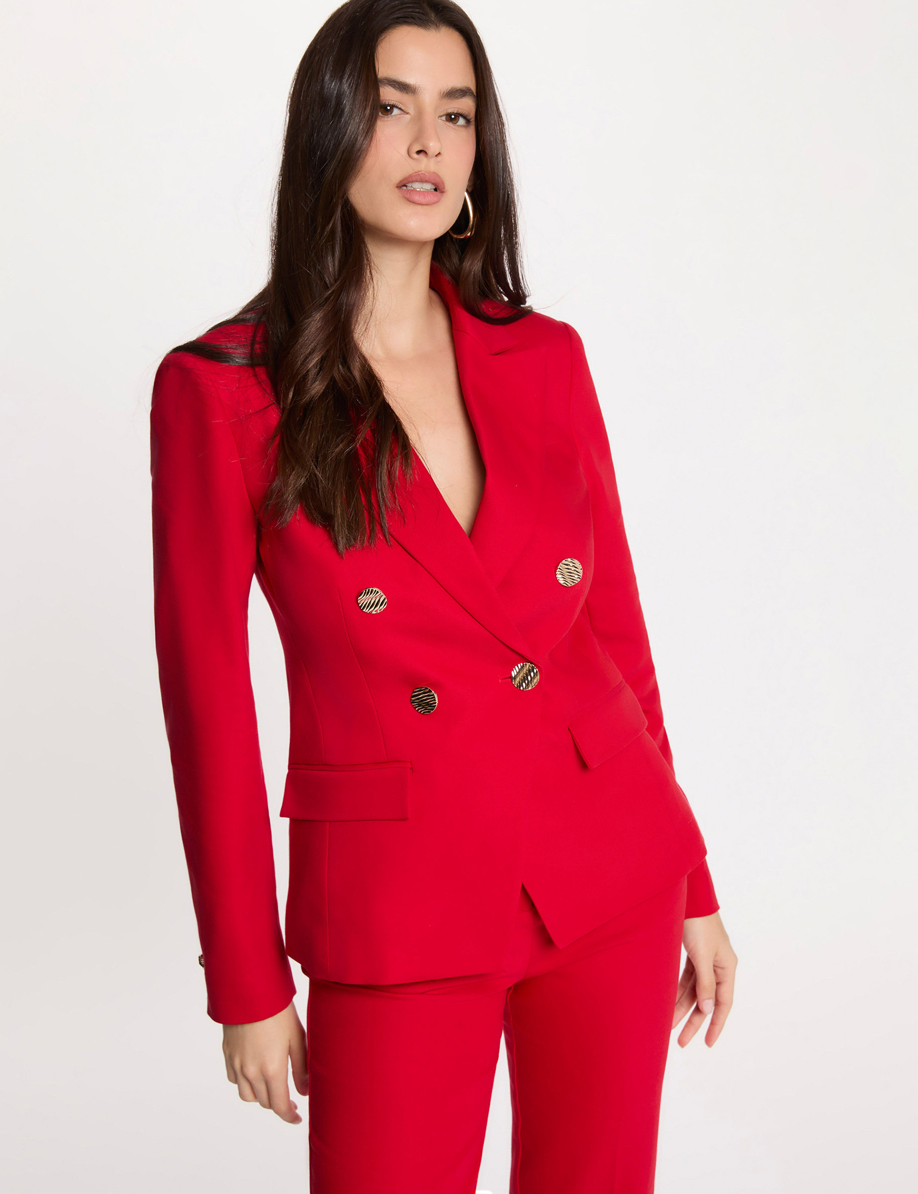 Double breasted blazer red women