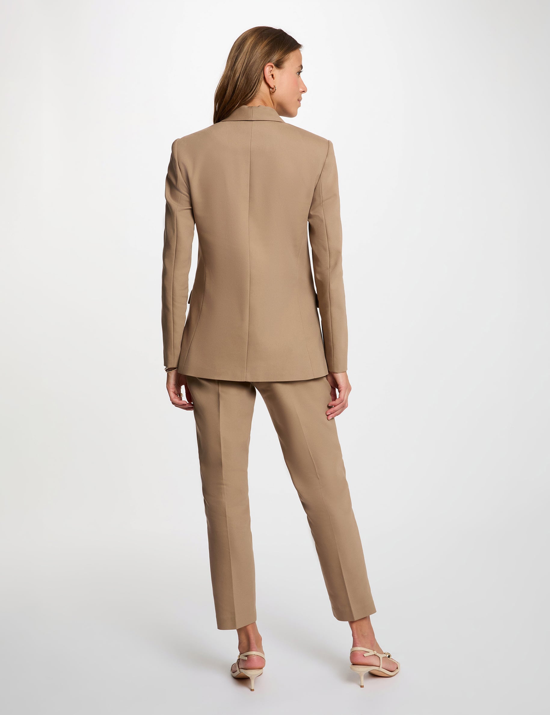 Short jacket shawl collar taupe women