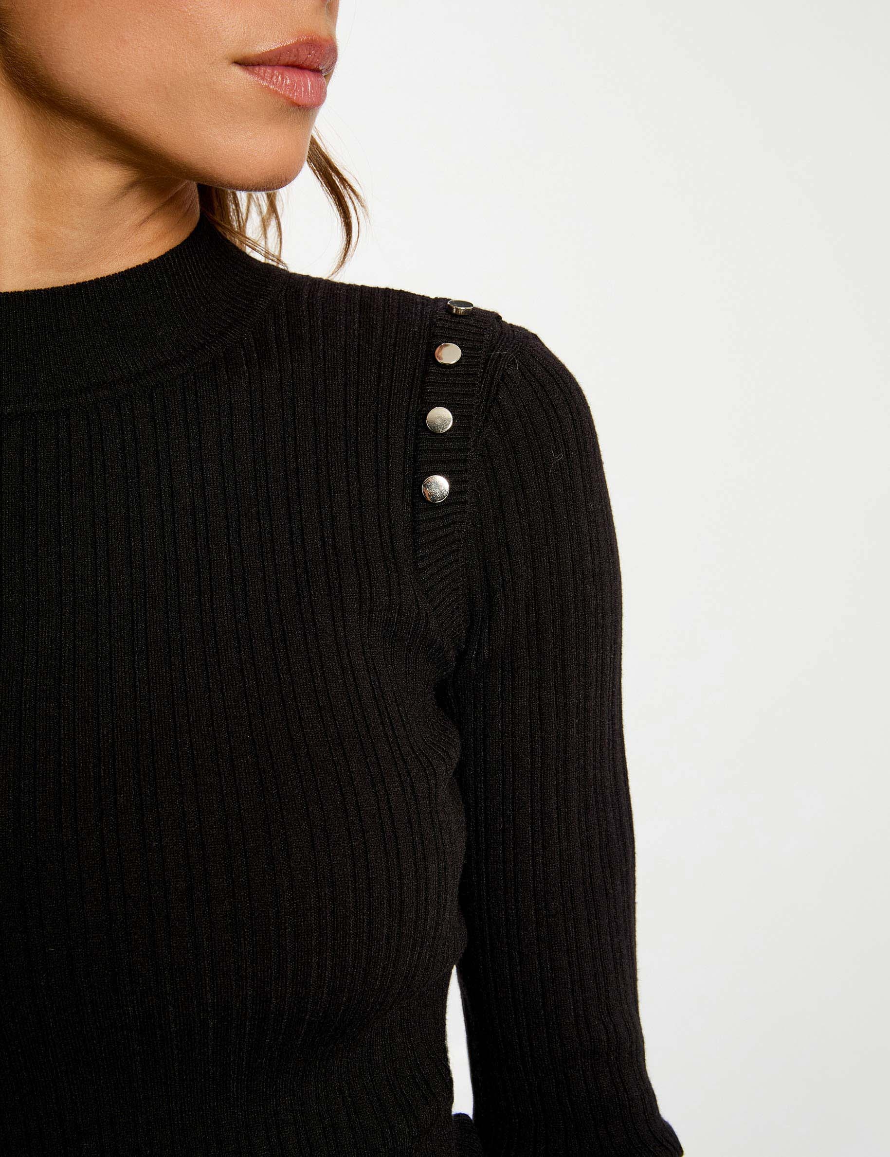 Fitted high neck sweater black women