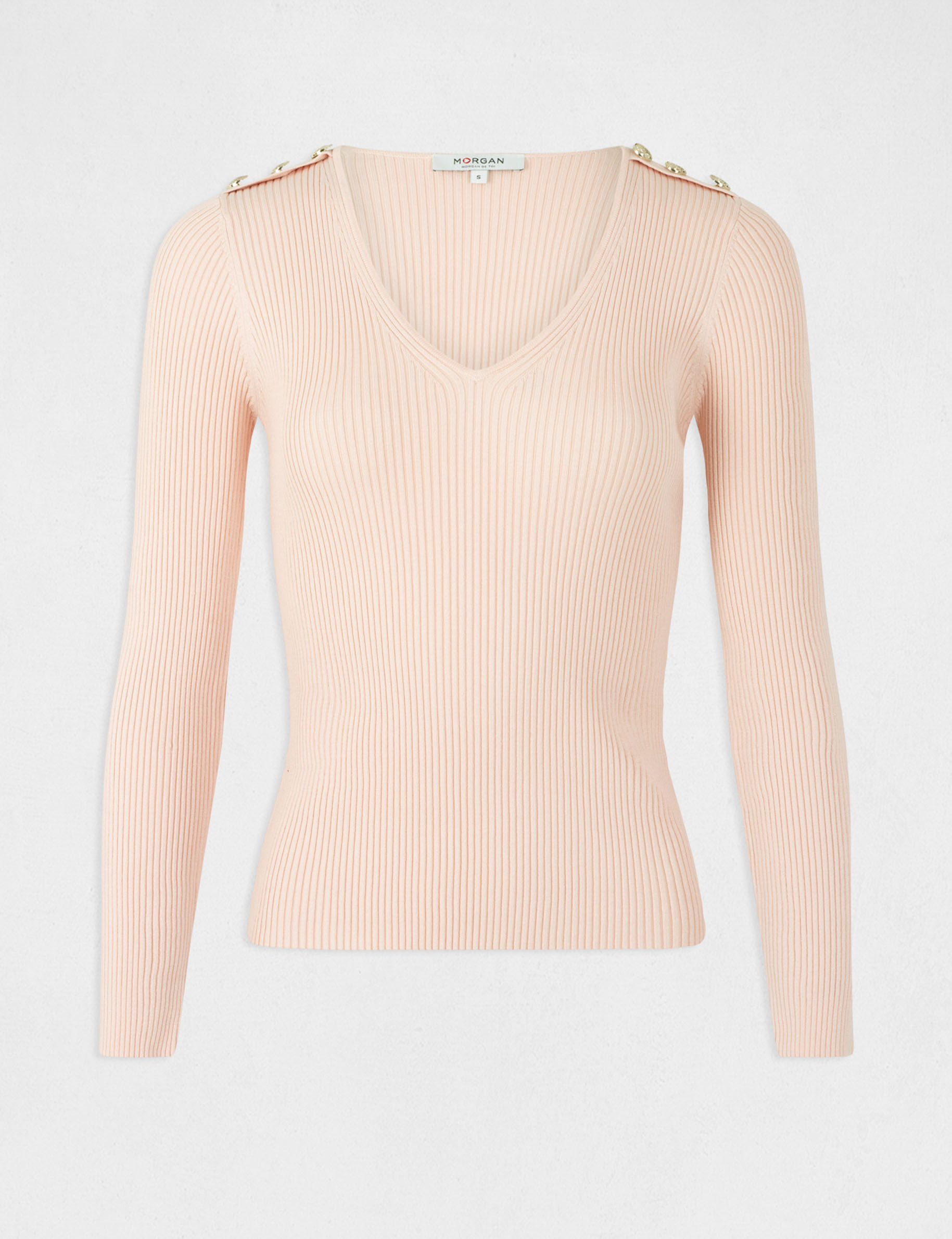 Long-sleeved jumper with buttons pink ladies'