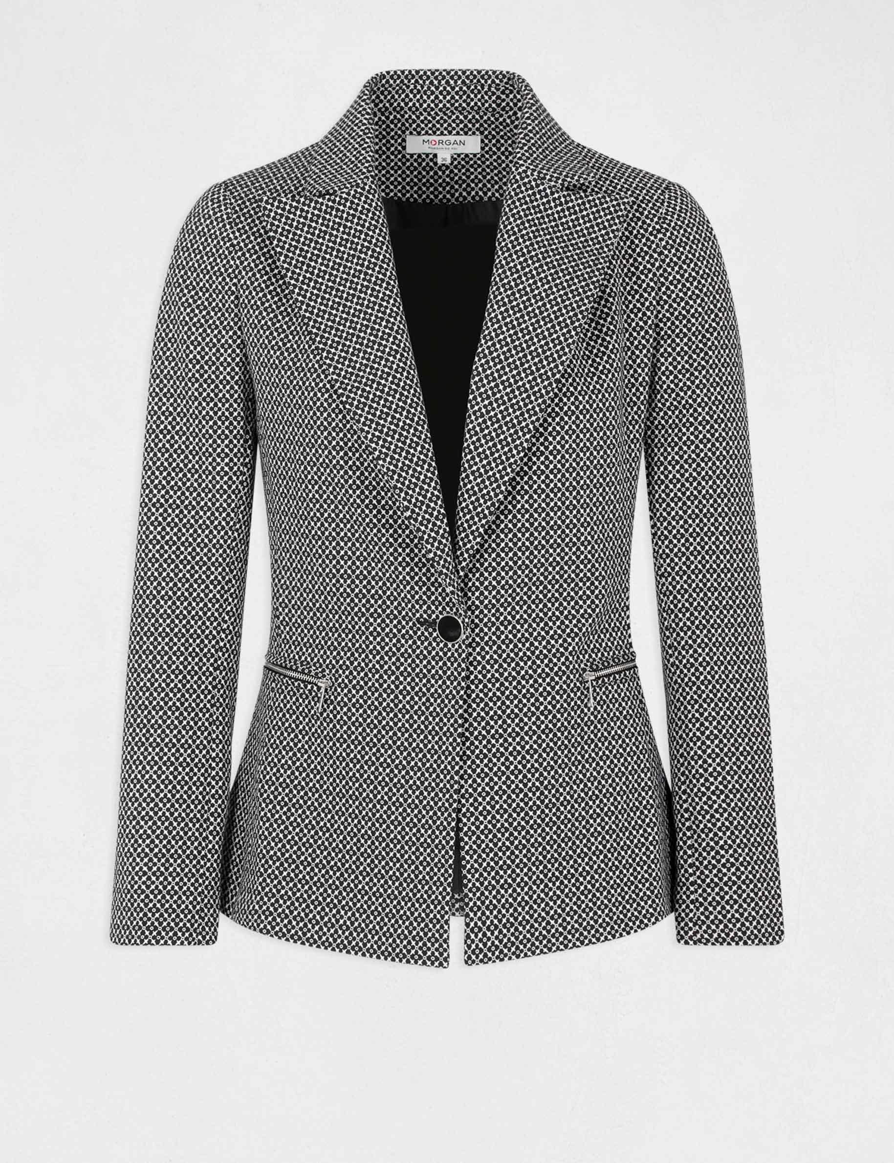 Straight jacket with geometric print navy ladies' Straight jacket with geometric print navy ladies'