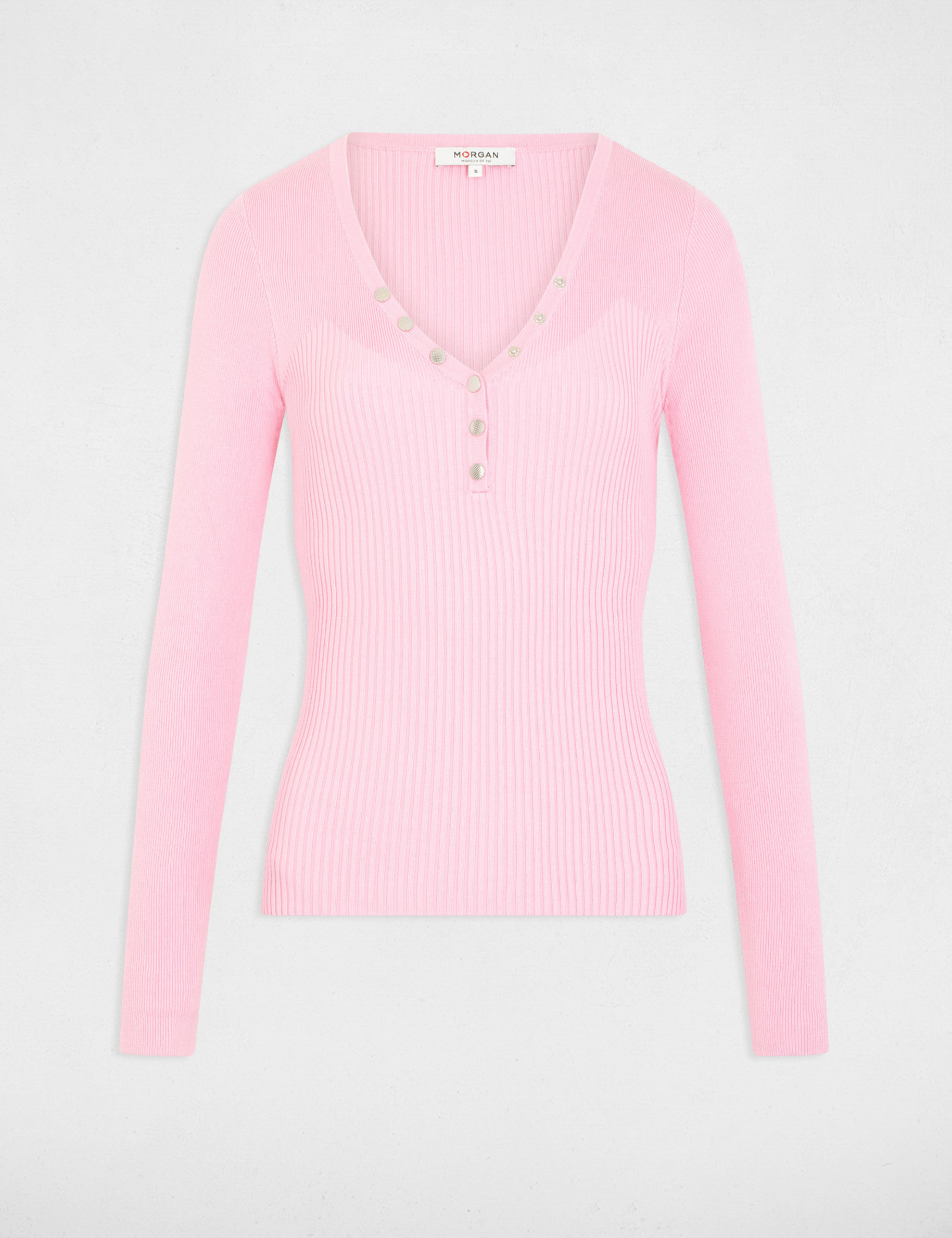 Long-sleeved jumper with buttons medium pink ladies'