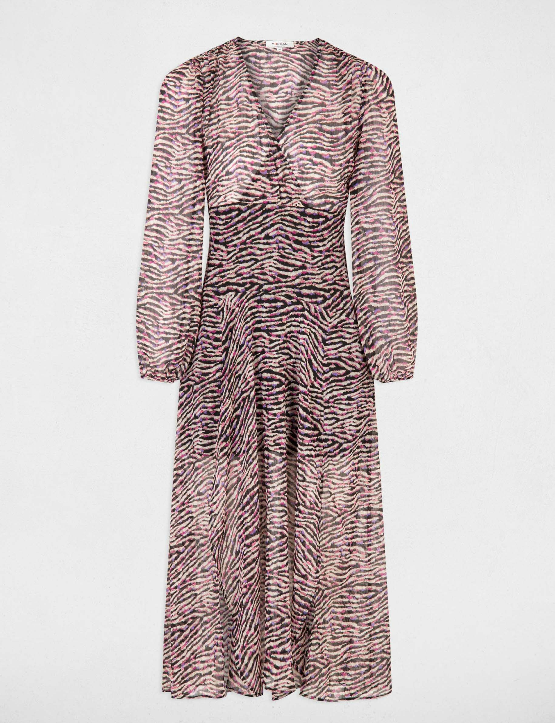 Maxi A-line dress with animal print multico ladies'
