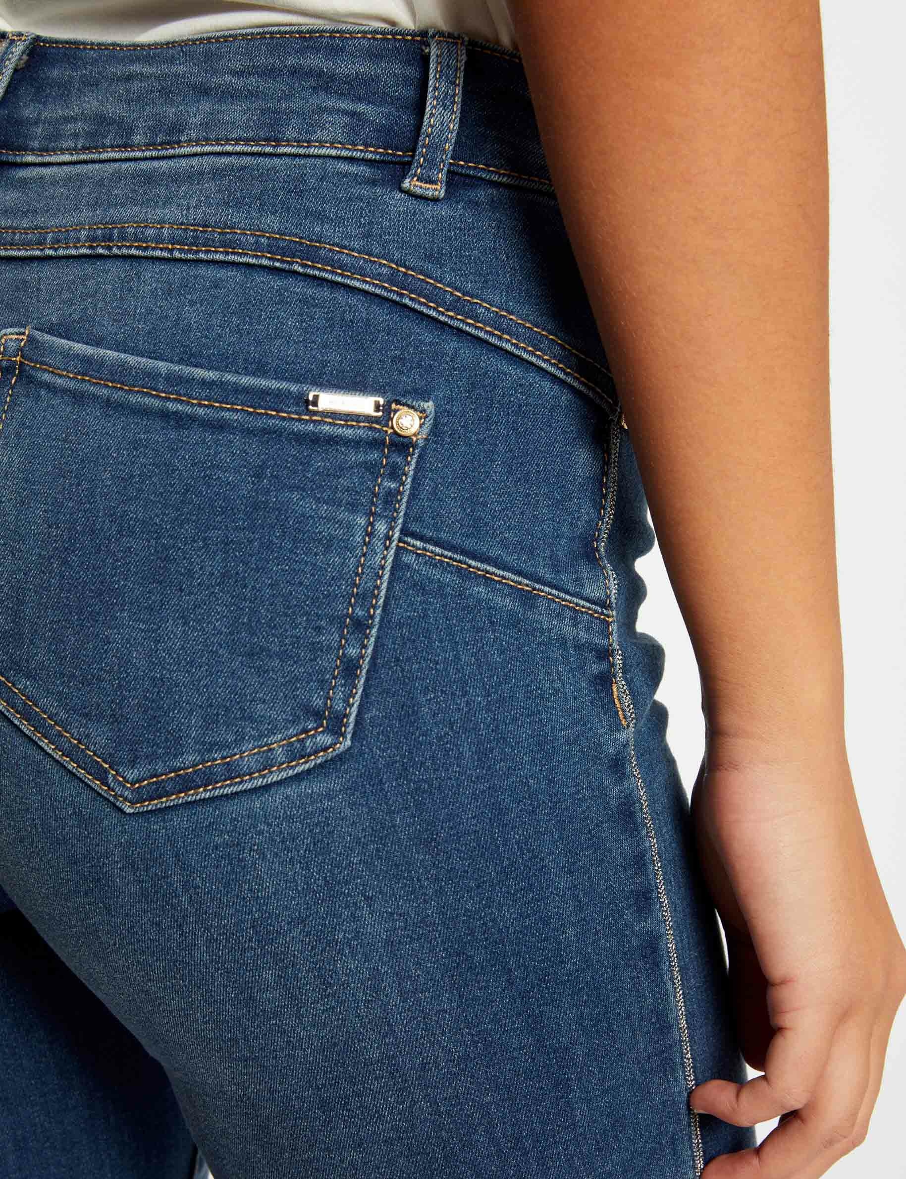 Slim jeans with metallised edgings stone denim ladies'