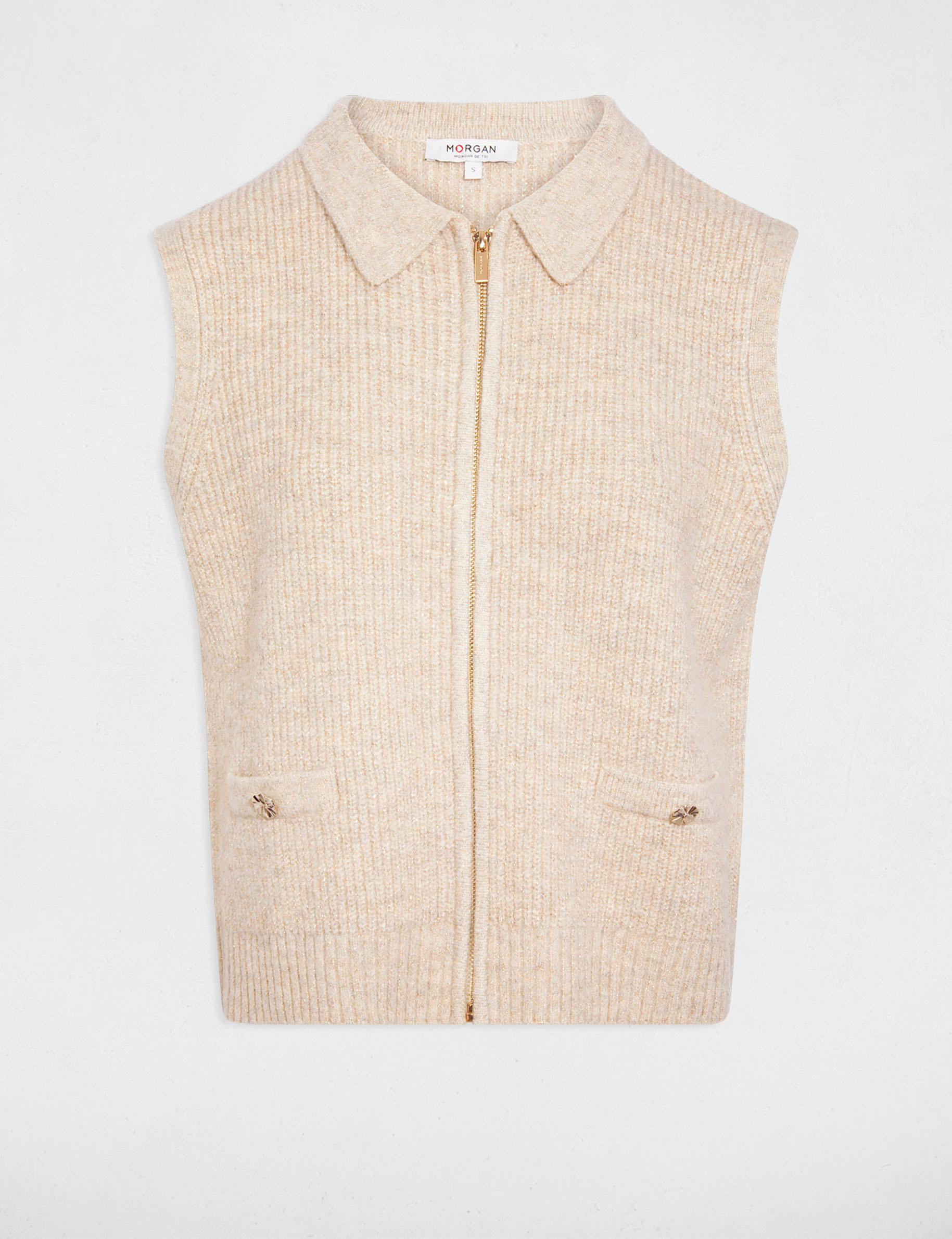 Sleeveless cardigan cream women