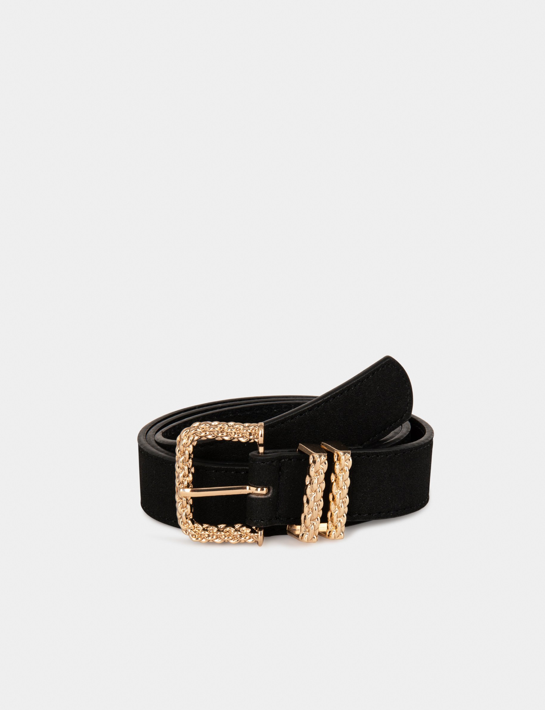 Belt with twin keepers black ladies'