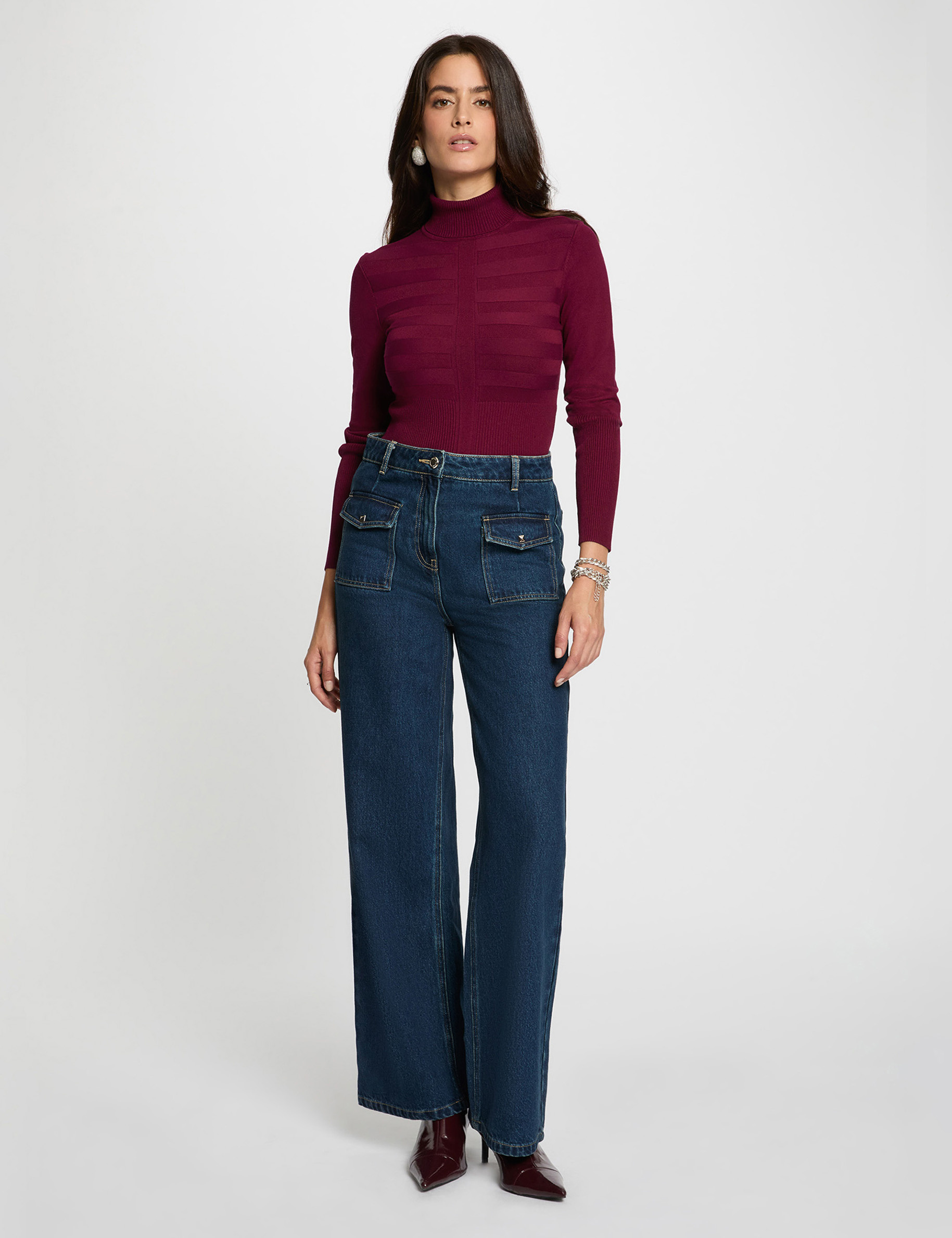 fitted high neck sweater plum women Fitted high neck sweater plum women