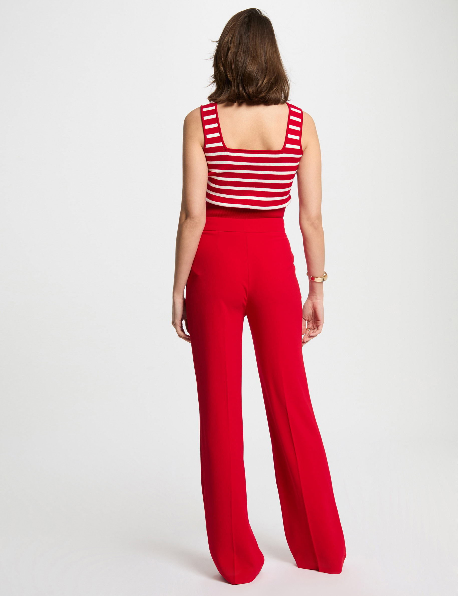 pantalon large a pinces rouge femme Pantalon large à pinces rouge femme